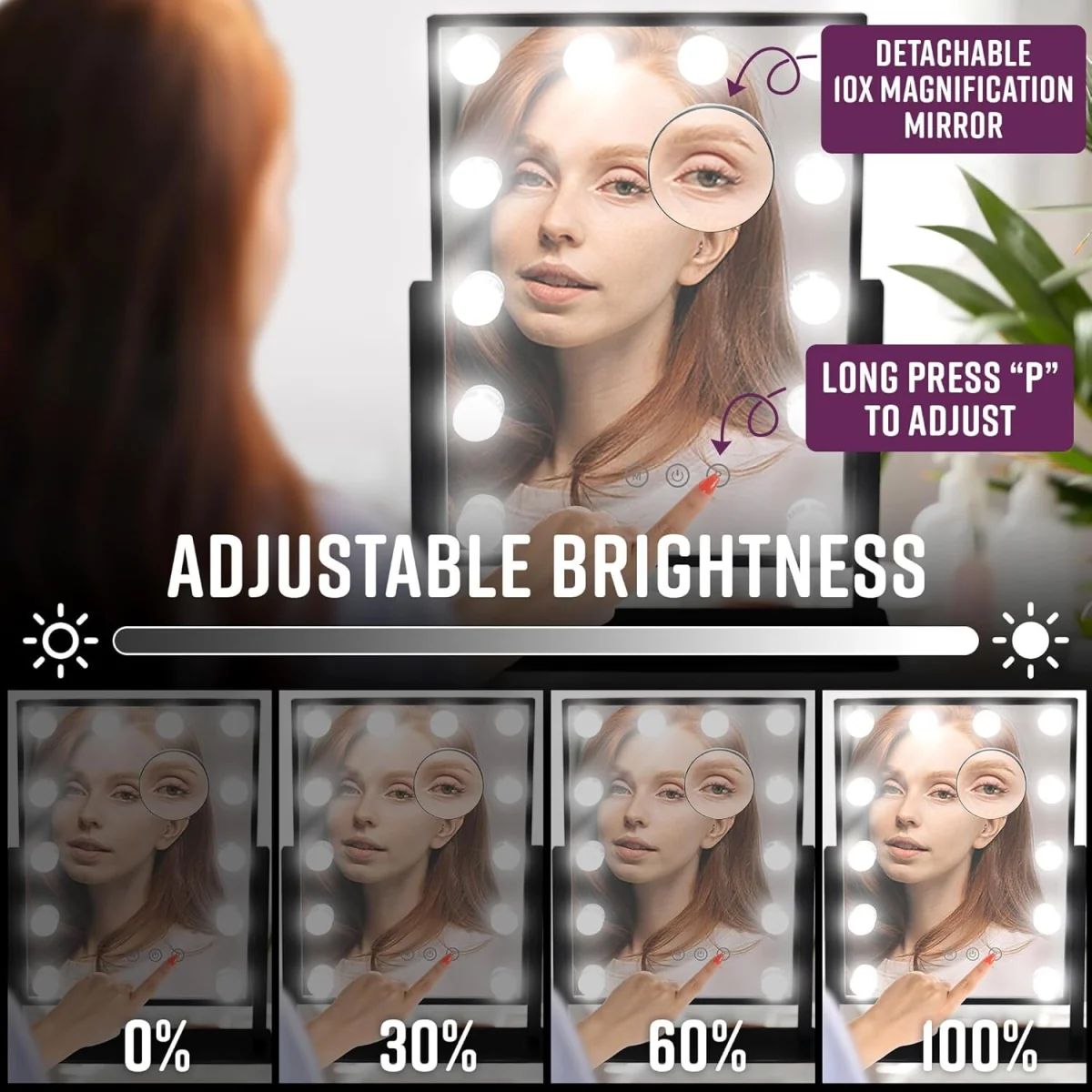 GloBrite Black Makeup Mirror with 12 LED Lights - Black – image 6