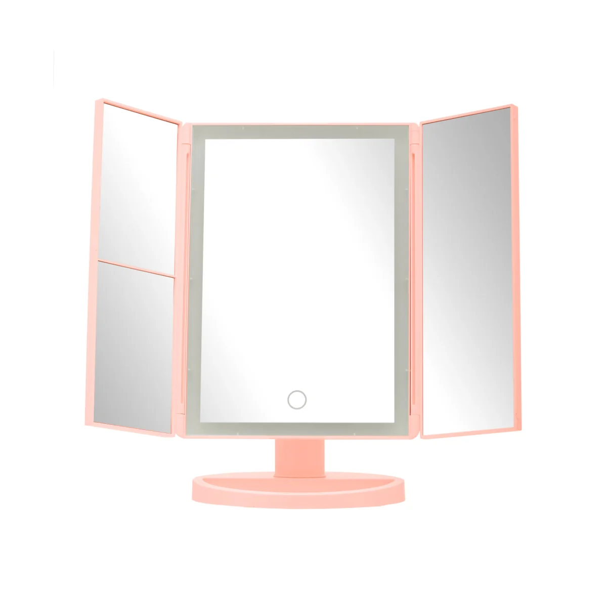 Cassini Tri Fold Pink LED Table Mirror - Pink