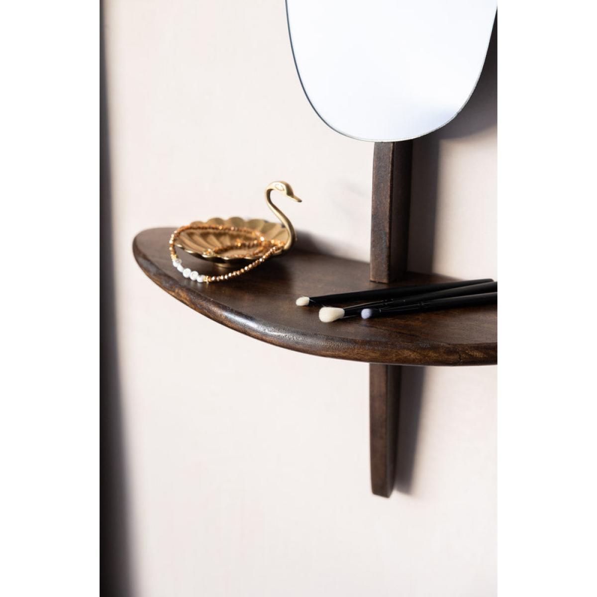 Abstract Walnut Wall Mirror With Shelf – image 2
