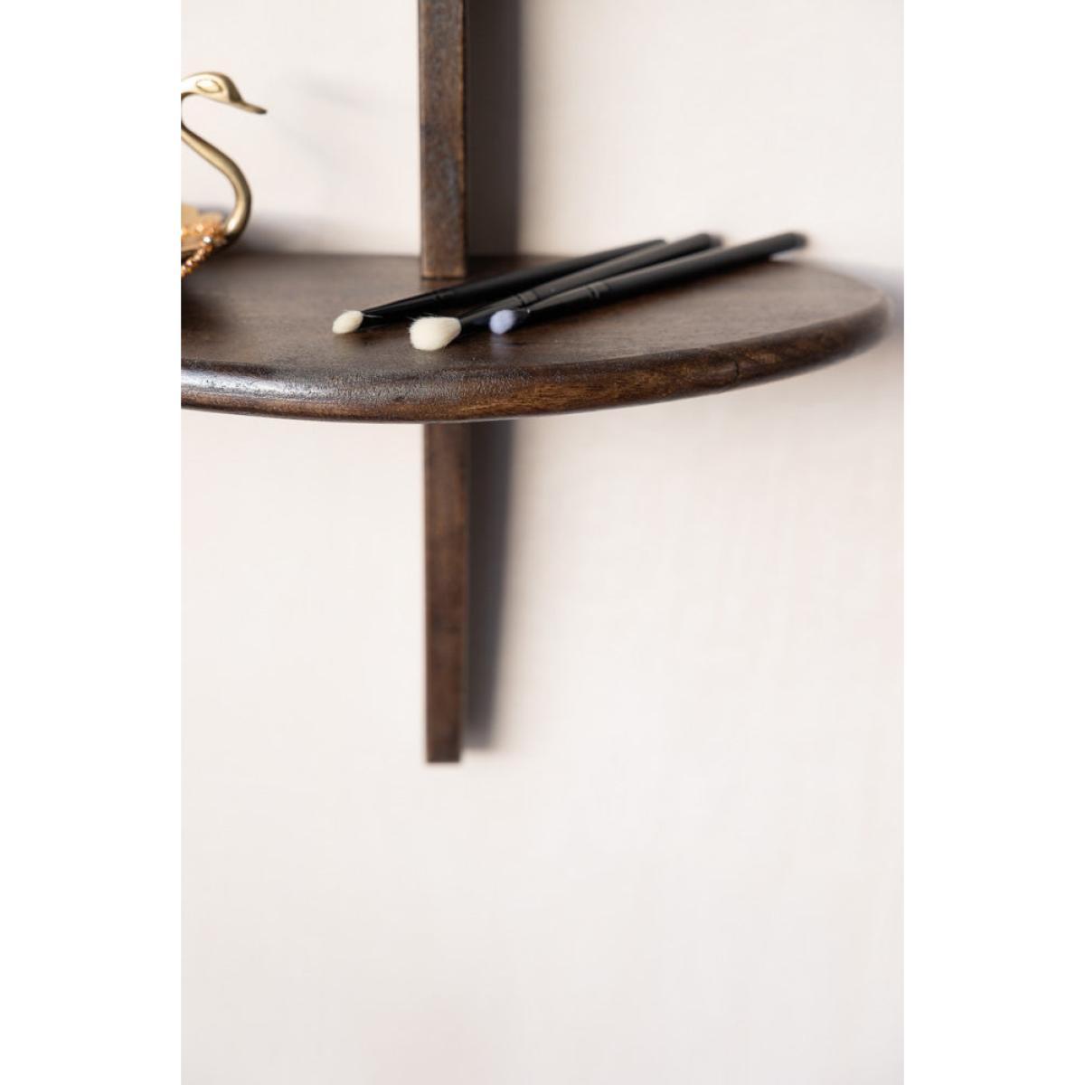Abstract Walnut Wall Mirror With Shelf – image 3
