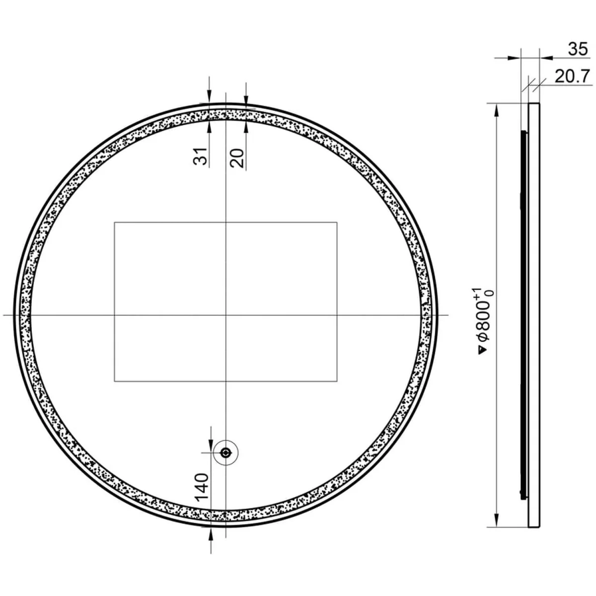 Round LED Mirror with Demister 800mm Matt Black - Matt Black – image 3
