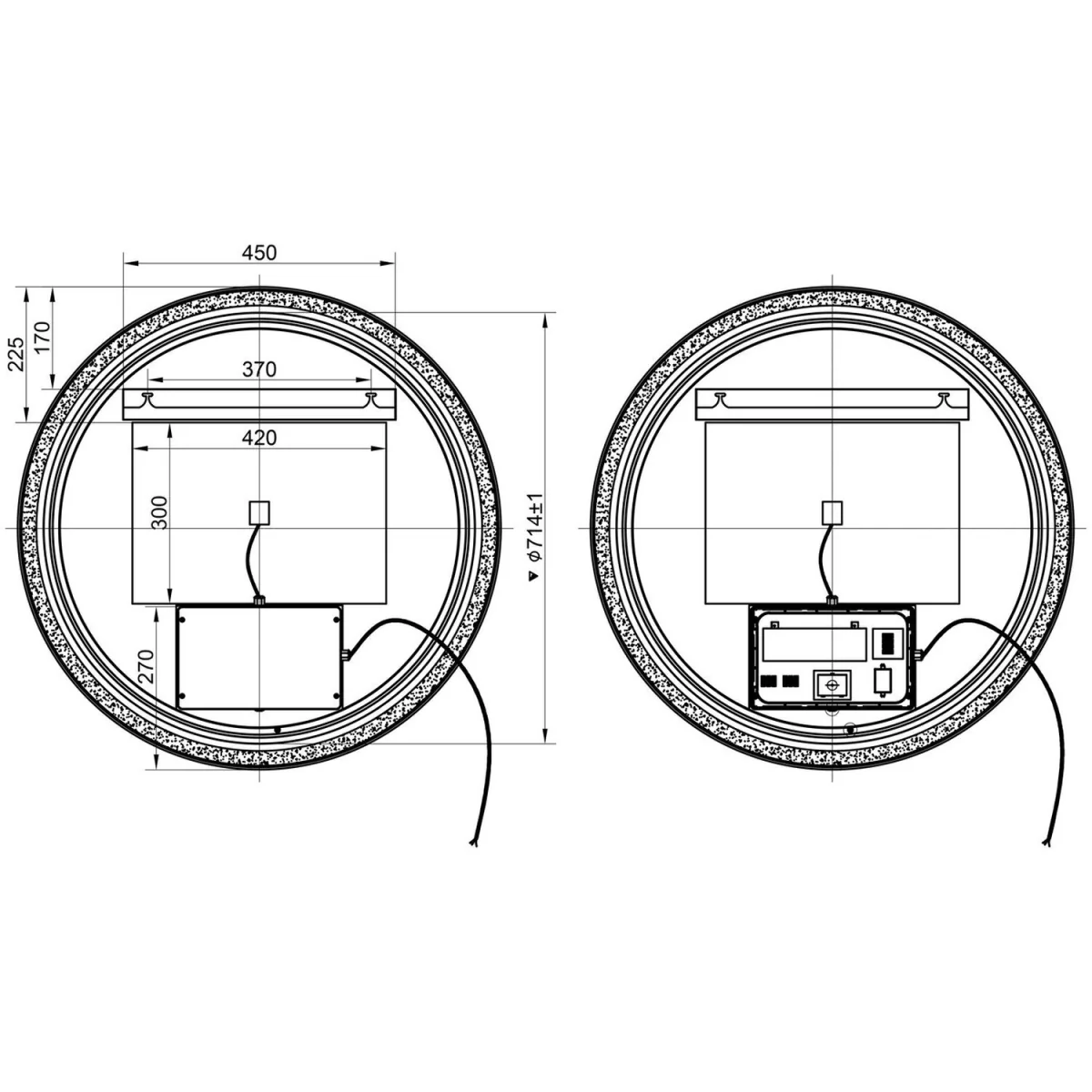 Round LED Mirror with Demister 800mm Matt Black - Matt Black – image 4
