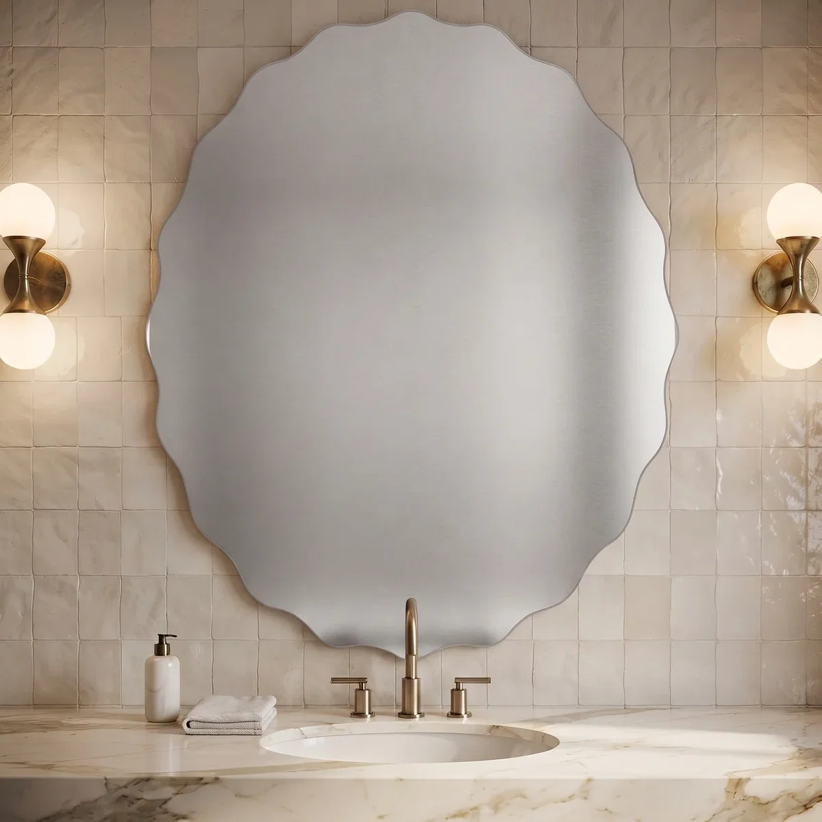 Frameless Asymmetric Bevelled Oval ZigZag Mirror 40x60Cm - Silvery – image 3