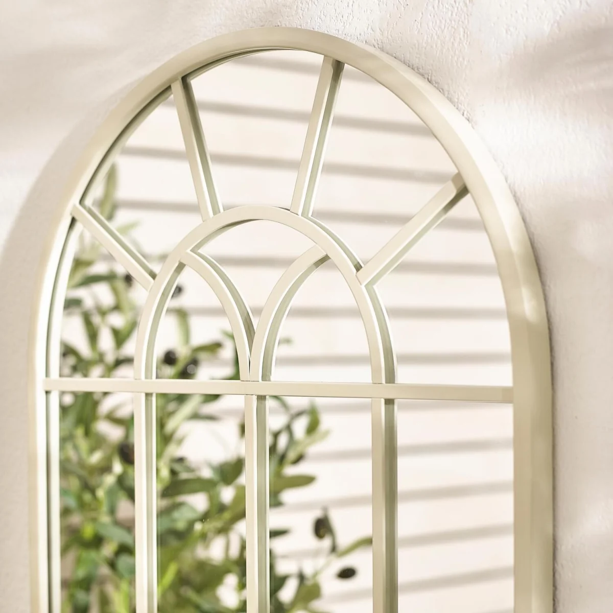 Somerset Cream Medium Arched Window 90x40cm Garden Mirror - Cream – image 4