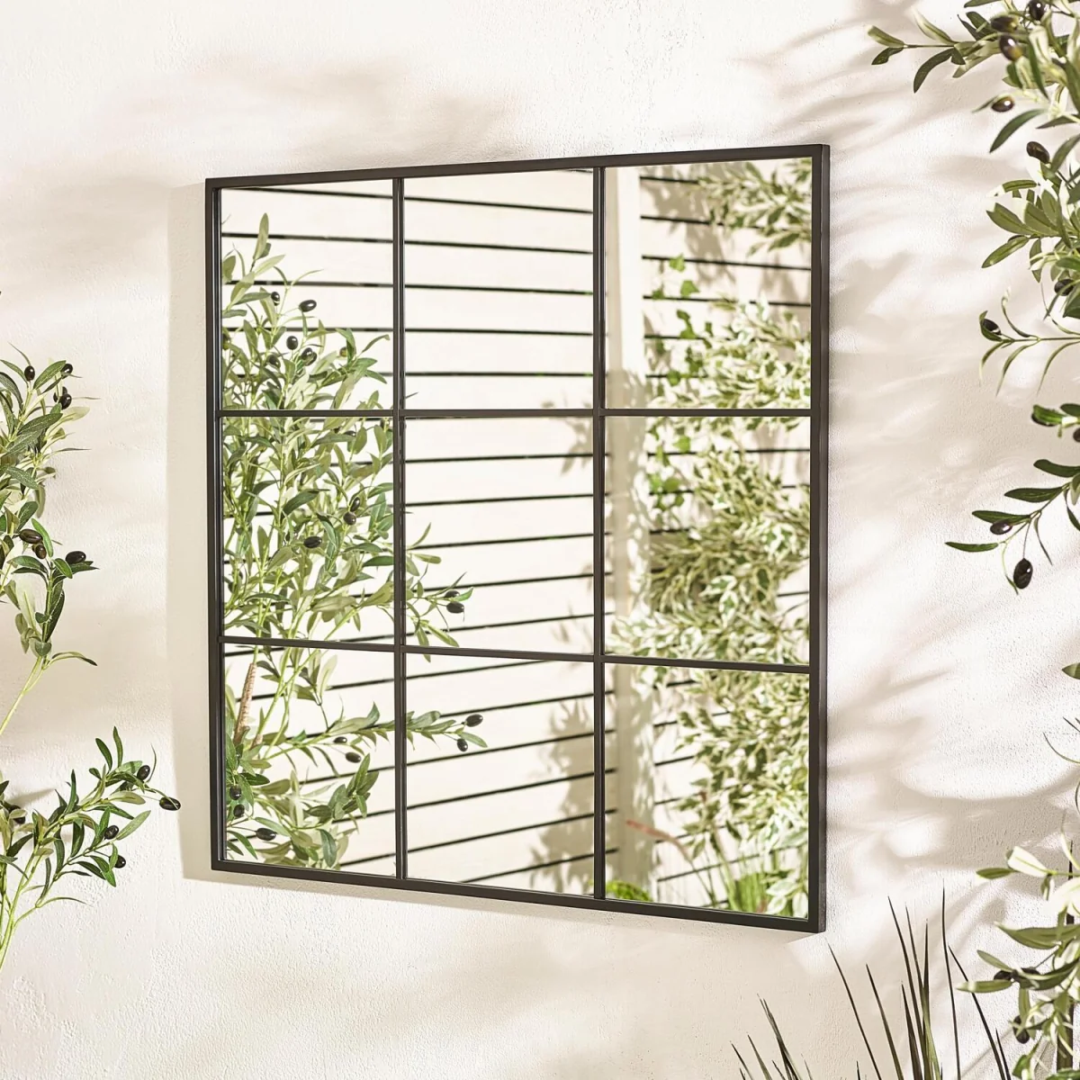Yoko Black Medium Window 80x80cm Garden Mirror - Black – image 1