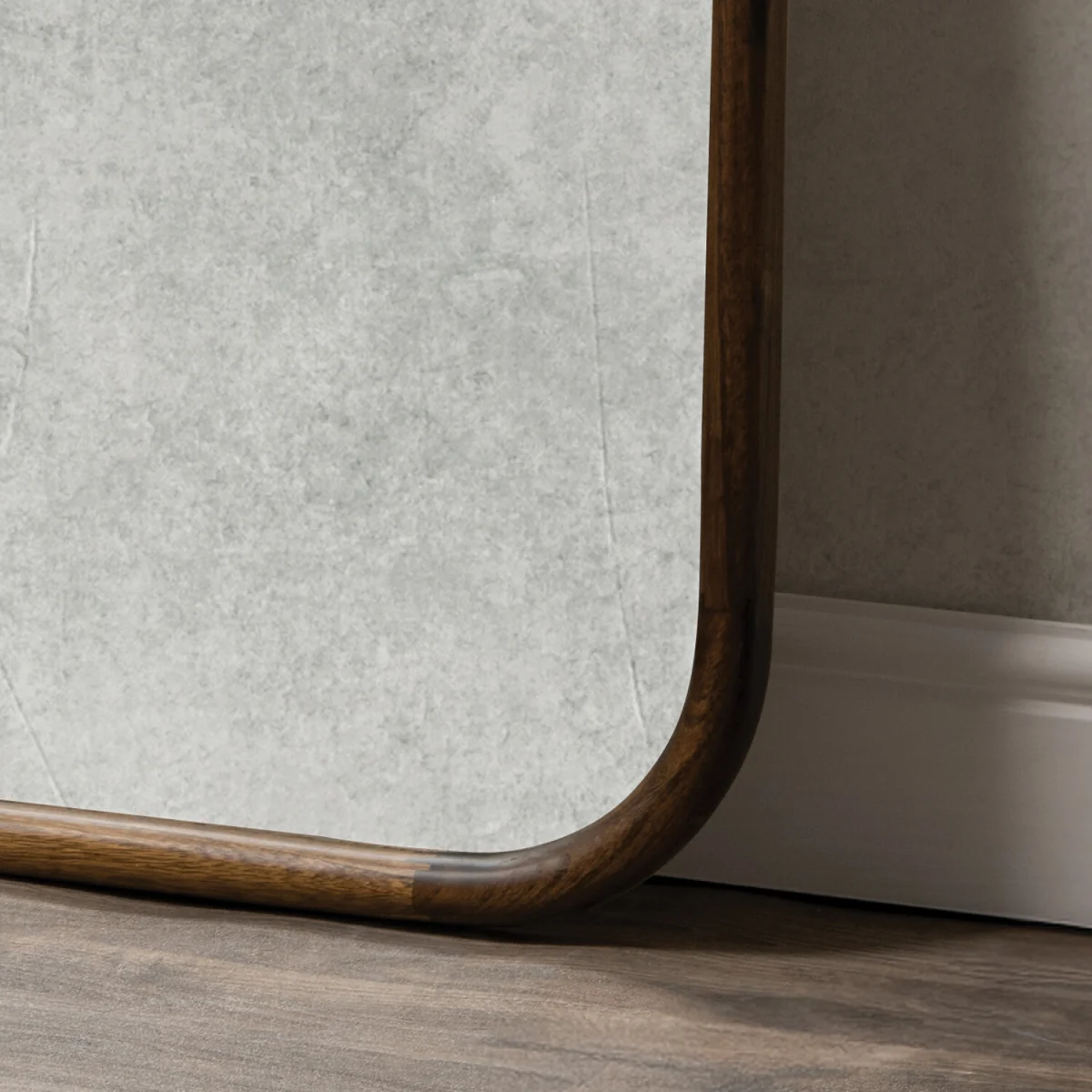Dark Wood Round Edge Arch Mirror – image 3