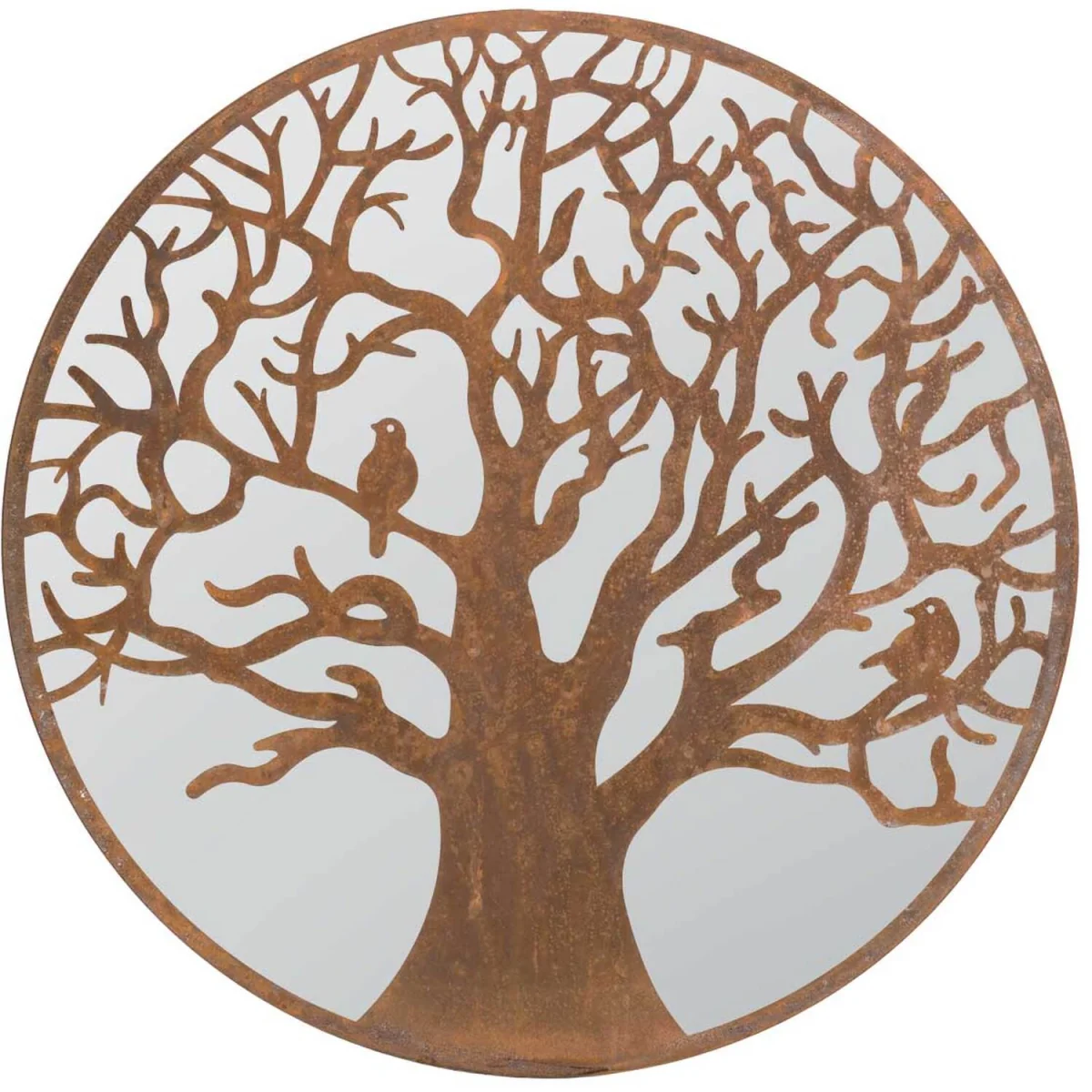 MirrorOutlet Small Bird Tree Design Round Garden Mirror 60 x 60 CM - Brown – image 3