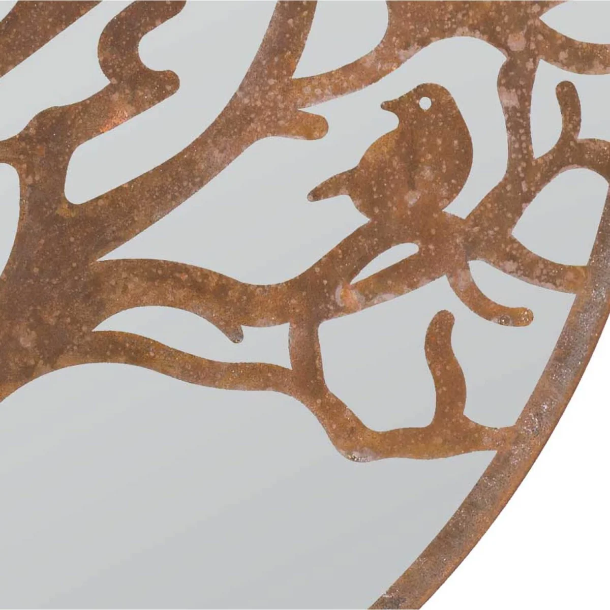 MirrorOutlet Small Bird Tree Design Round Garden Mirror 60 x 60 CM - Brown – image 1