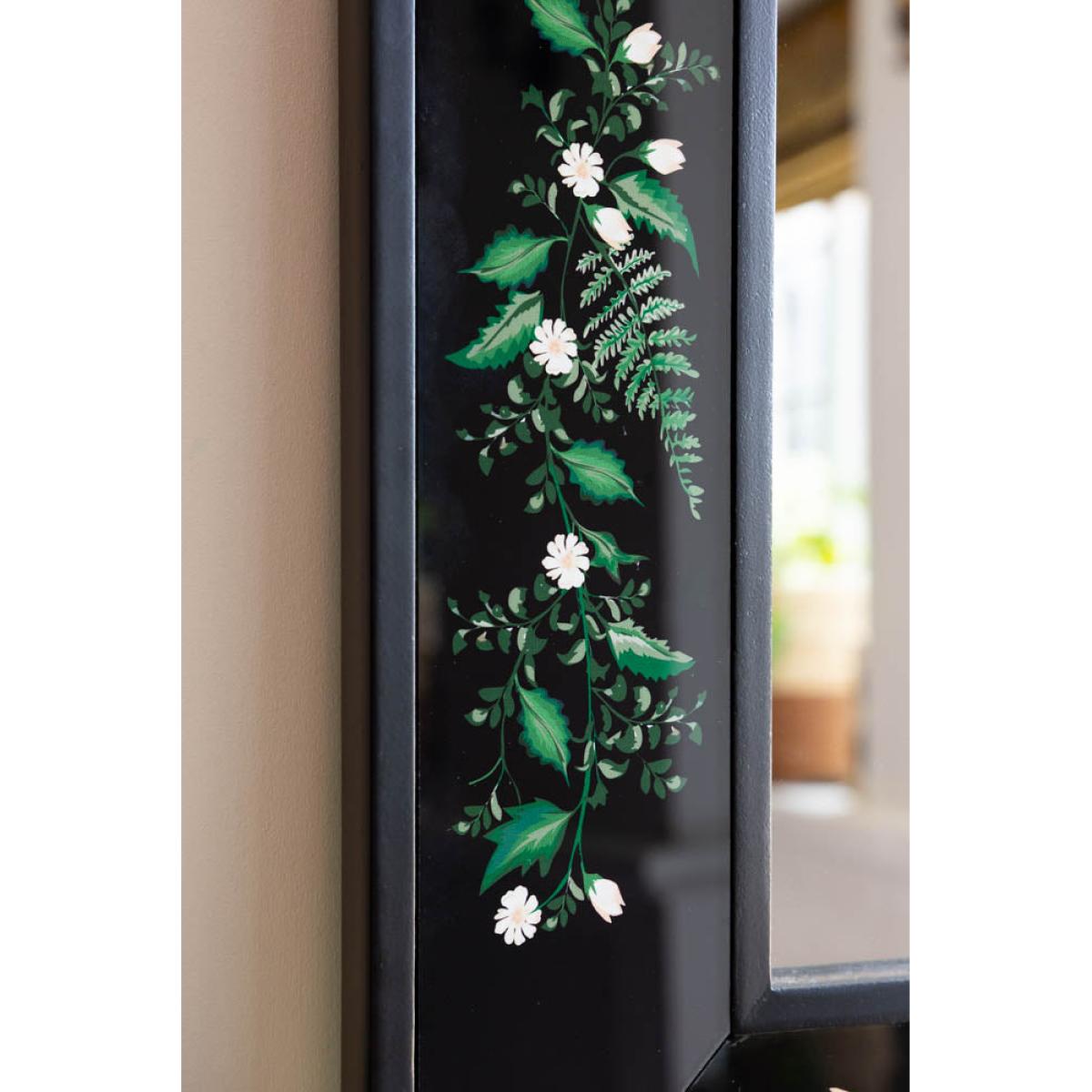 Black & Floral Wooden Framed Mirror – image 2