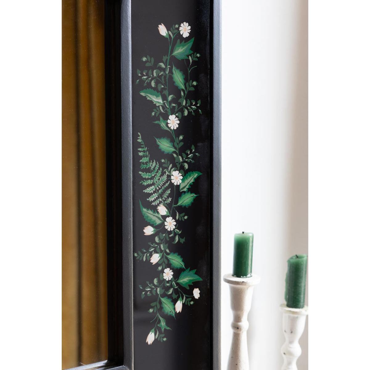 Black & Floral Wooden Framed Mirror – image 5