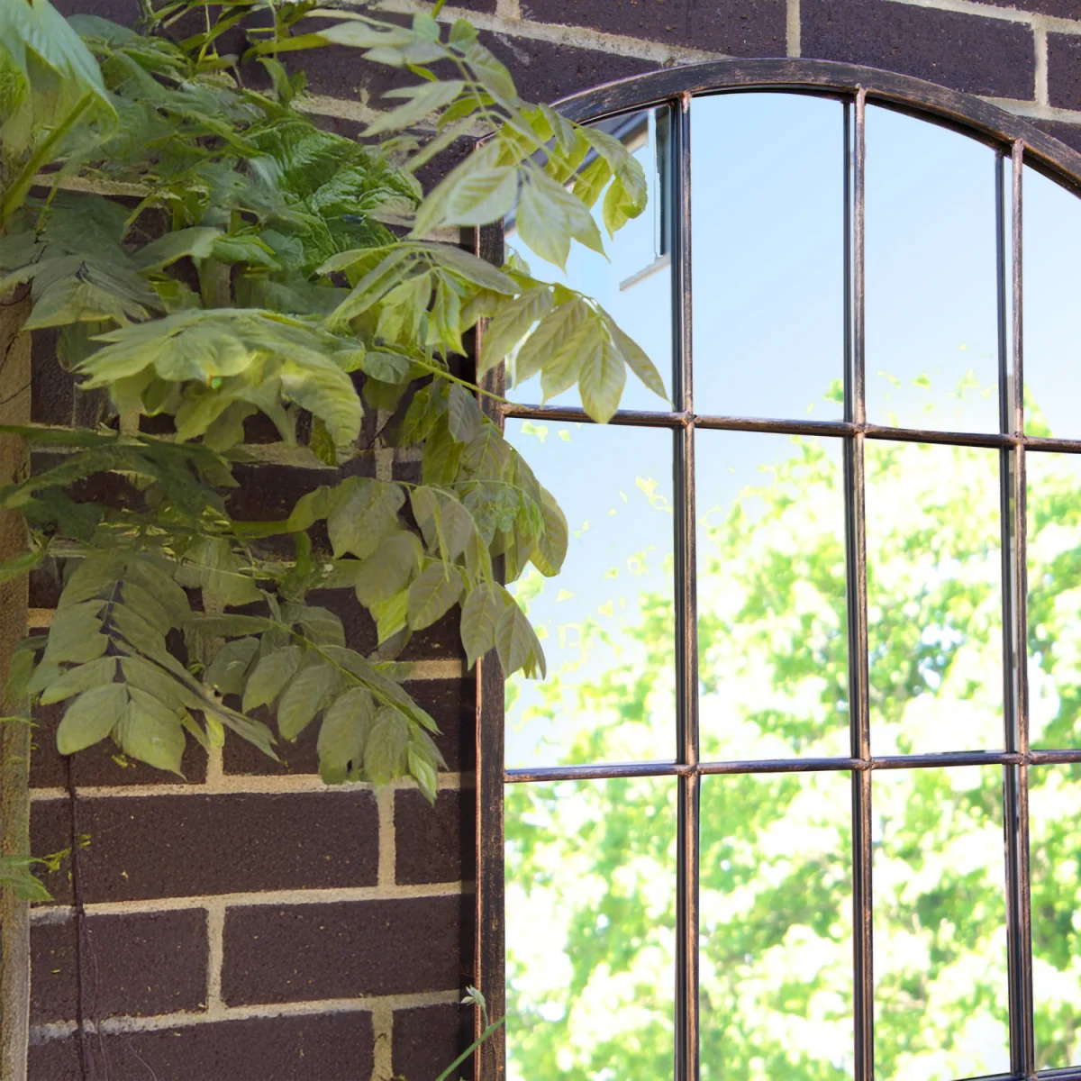 Primrose Metal Arched Glass Garden Mirror 2ft 7in x 2ft - Brown – image 3