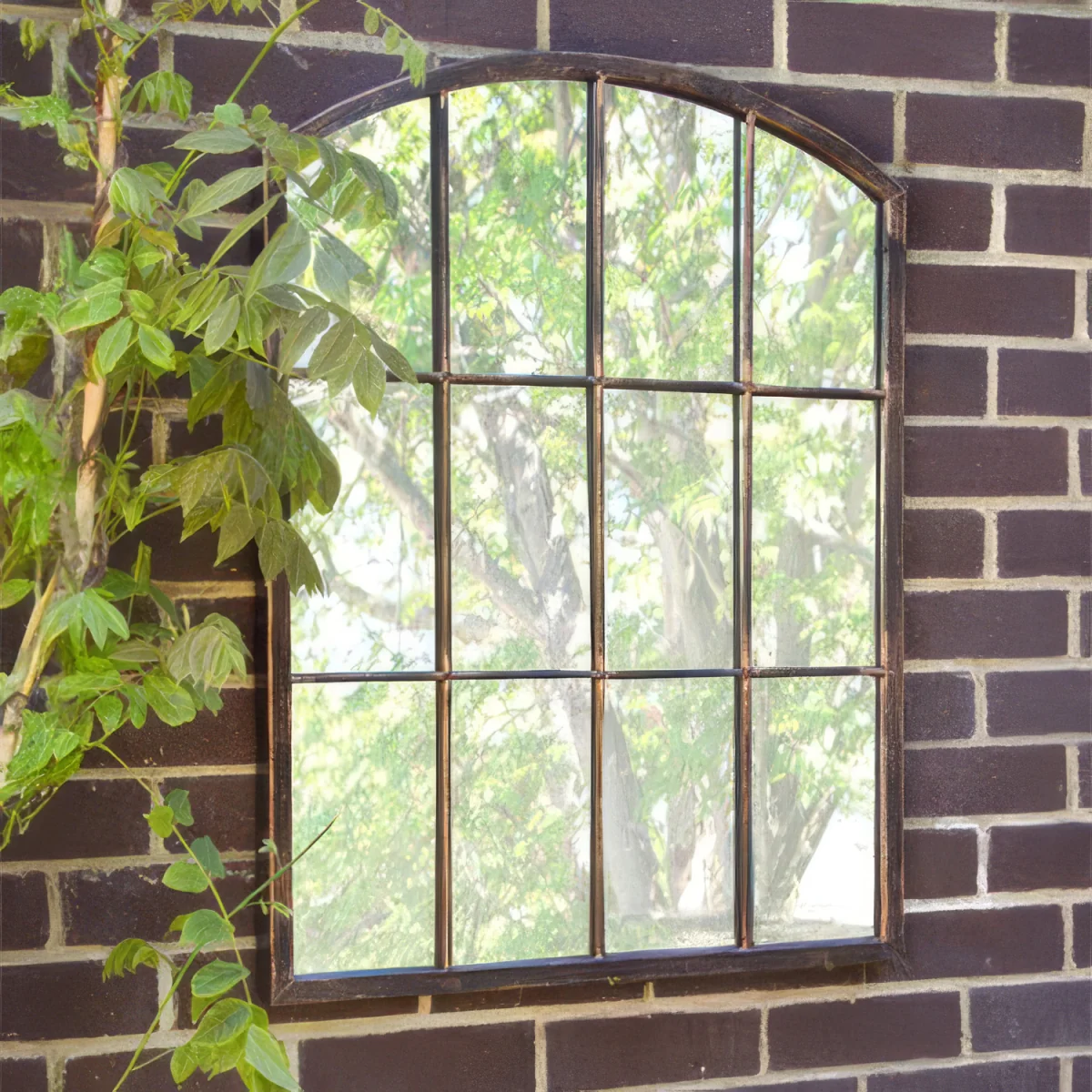 Primrose Metal Arched Glass Garden Mirror 2ft 7in x 2ft - Brown – image 1