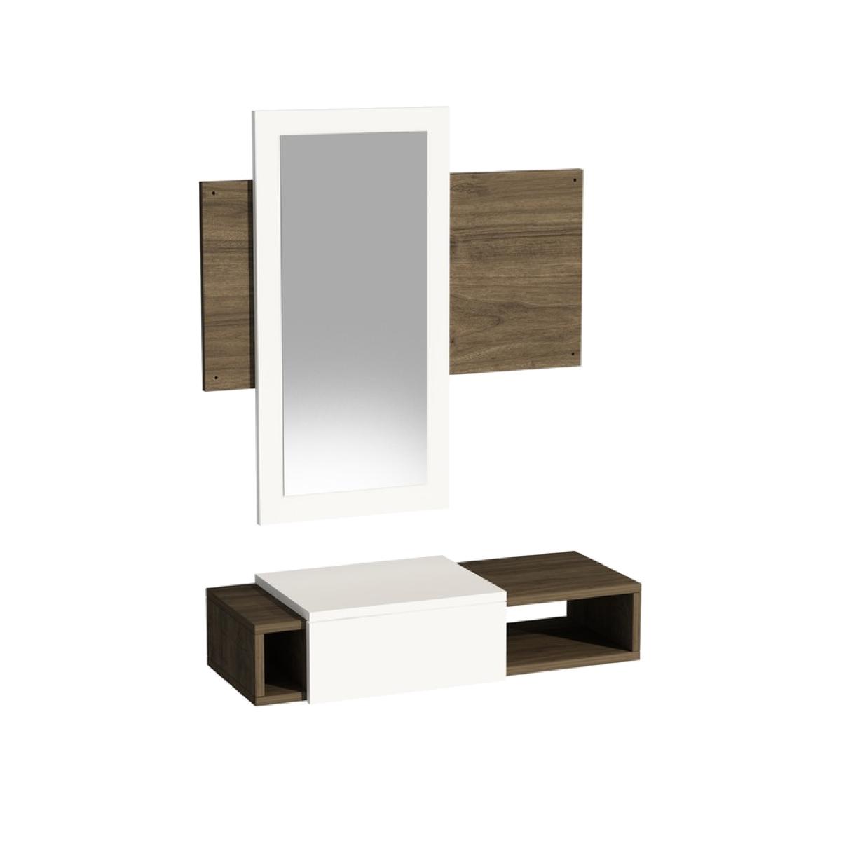 Tina Dresuar with Drawer and Mirror - White - Walnut