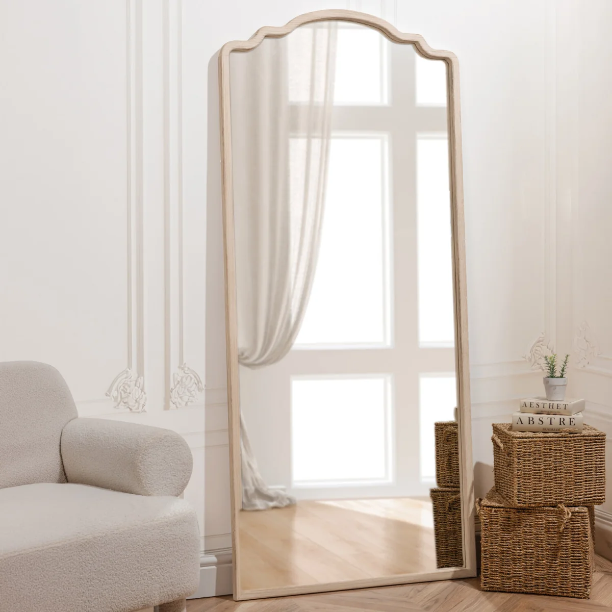 Ayra Wooden Lean To Mirror - Washed Wood – image 2