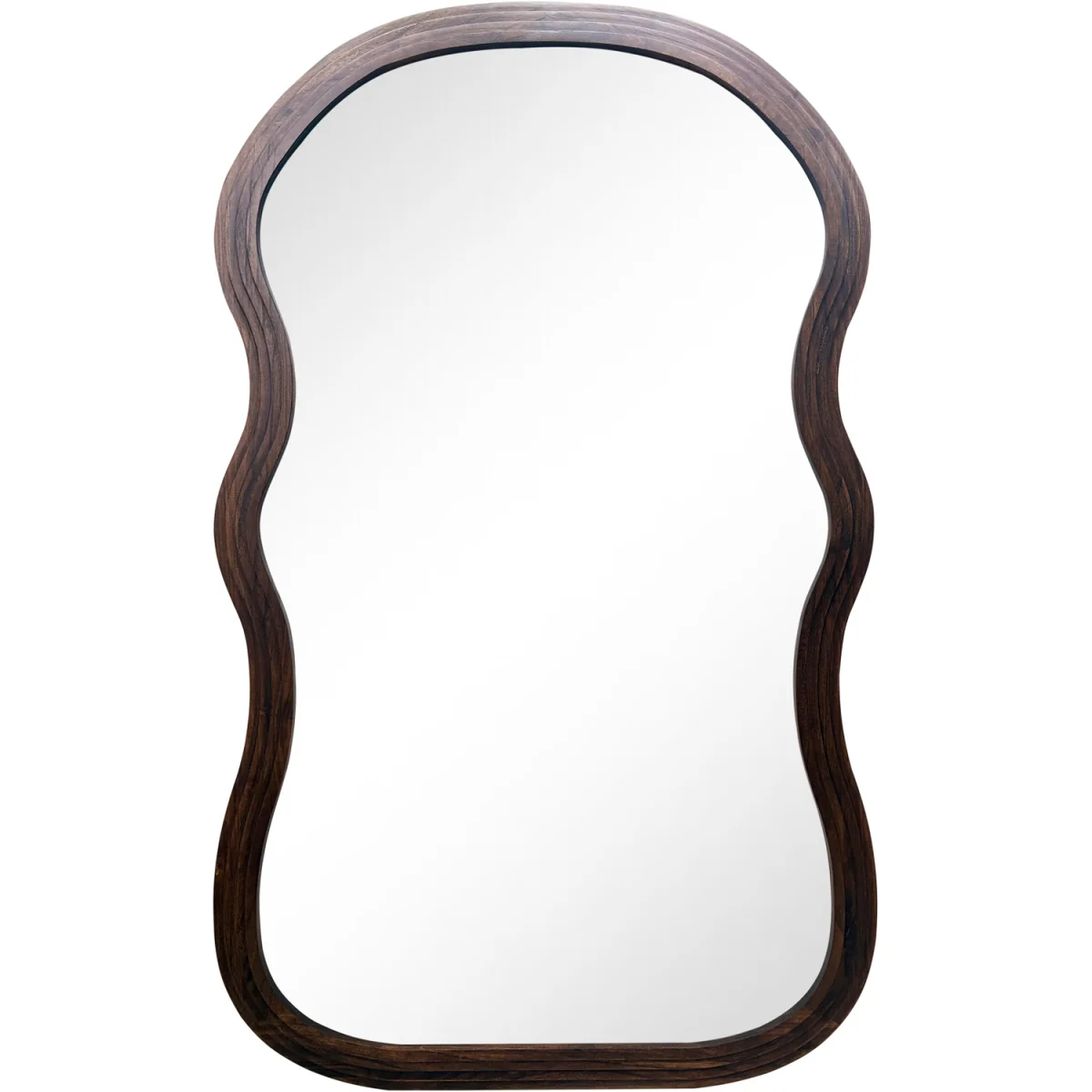 Dark Wood Stepped Wave Mirror – image 3
