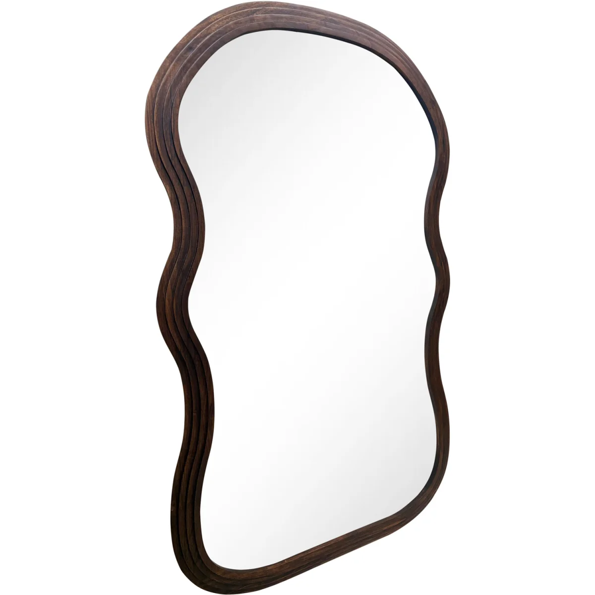 Dark Wood Stepped Wave Mirror – image 4