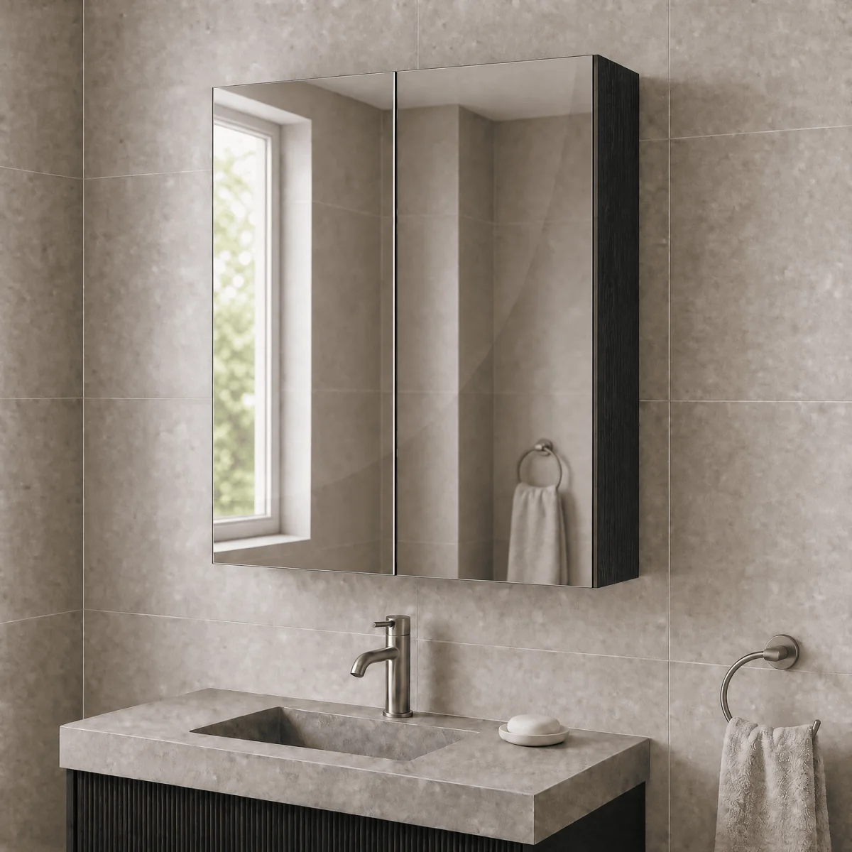 Balterley 800 Mirror Unit 50 50 Hblack - Charcoal Black - Black Woodgrain – image 3