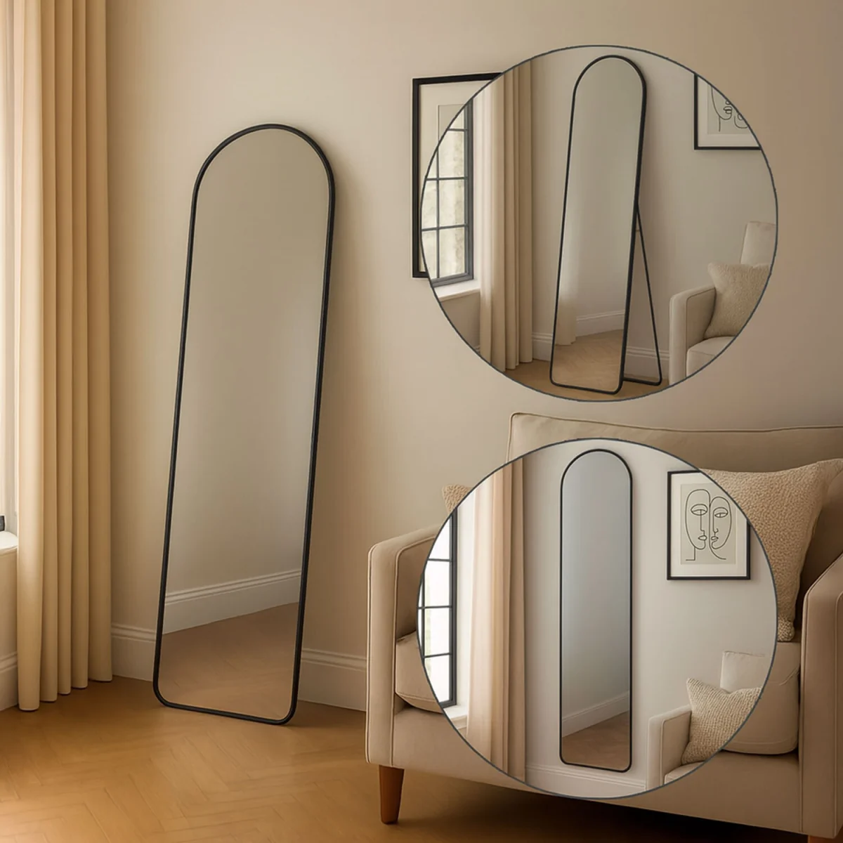 Neo Full Length Mirror with Metal Frame - Copper - Black