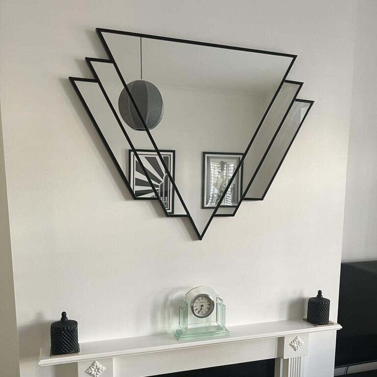 Handcrafted Art Deco Accent Mirror - The Double W - Black – image 2