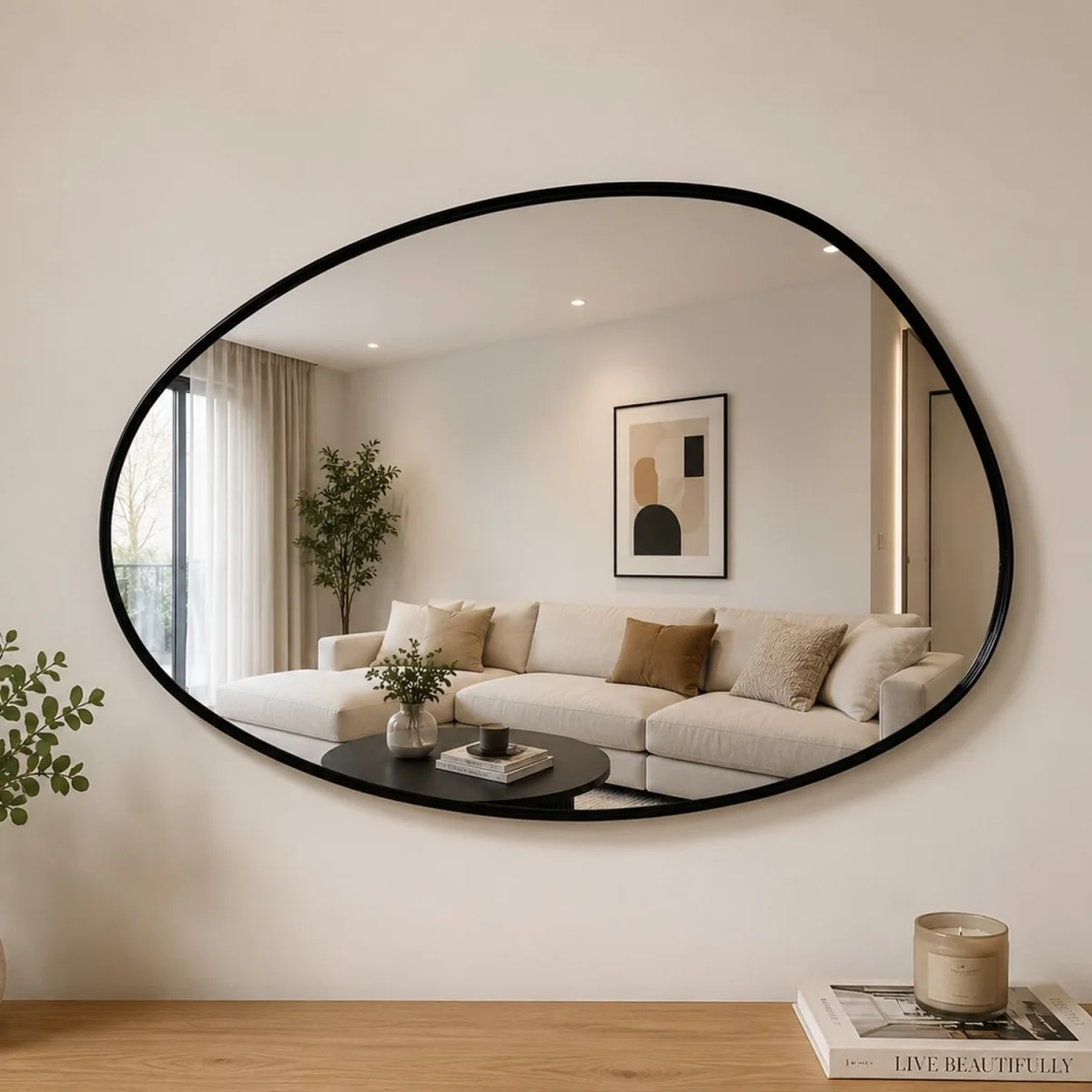 Pebble Shaped Wall Mirror - Black – image 3