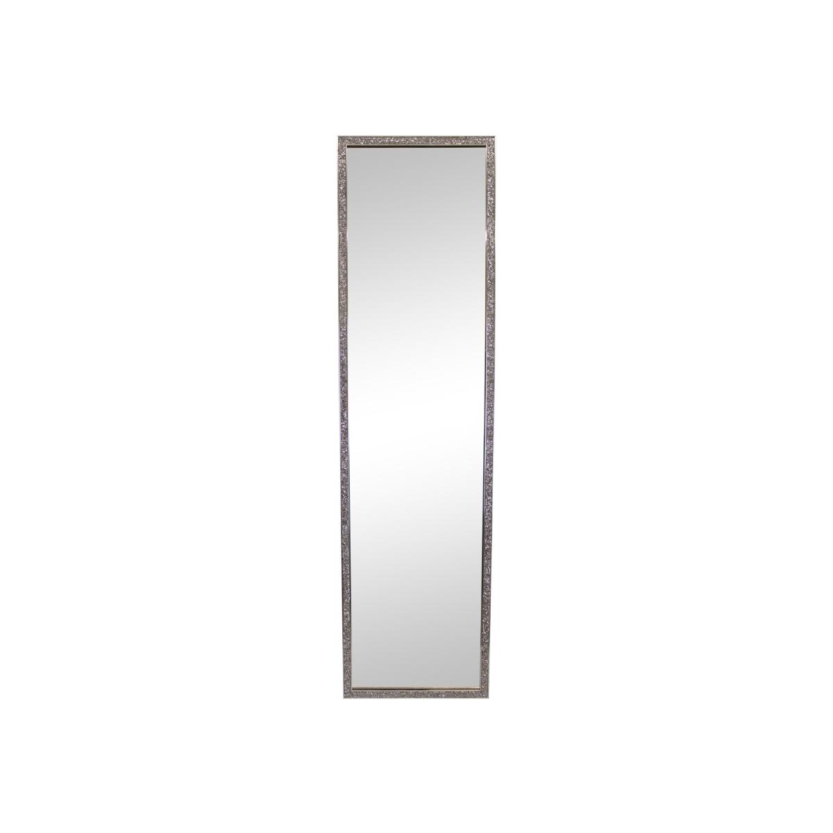 Tall, Slim Jewelled Frame Mirror 125cm - Silver