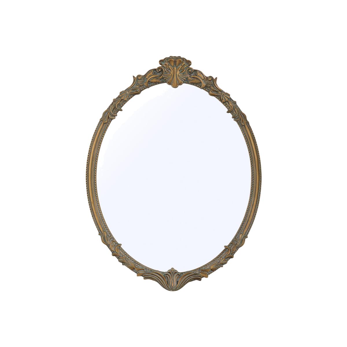 Oval Decorative Mirror with Carved Frame - Gold