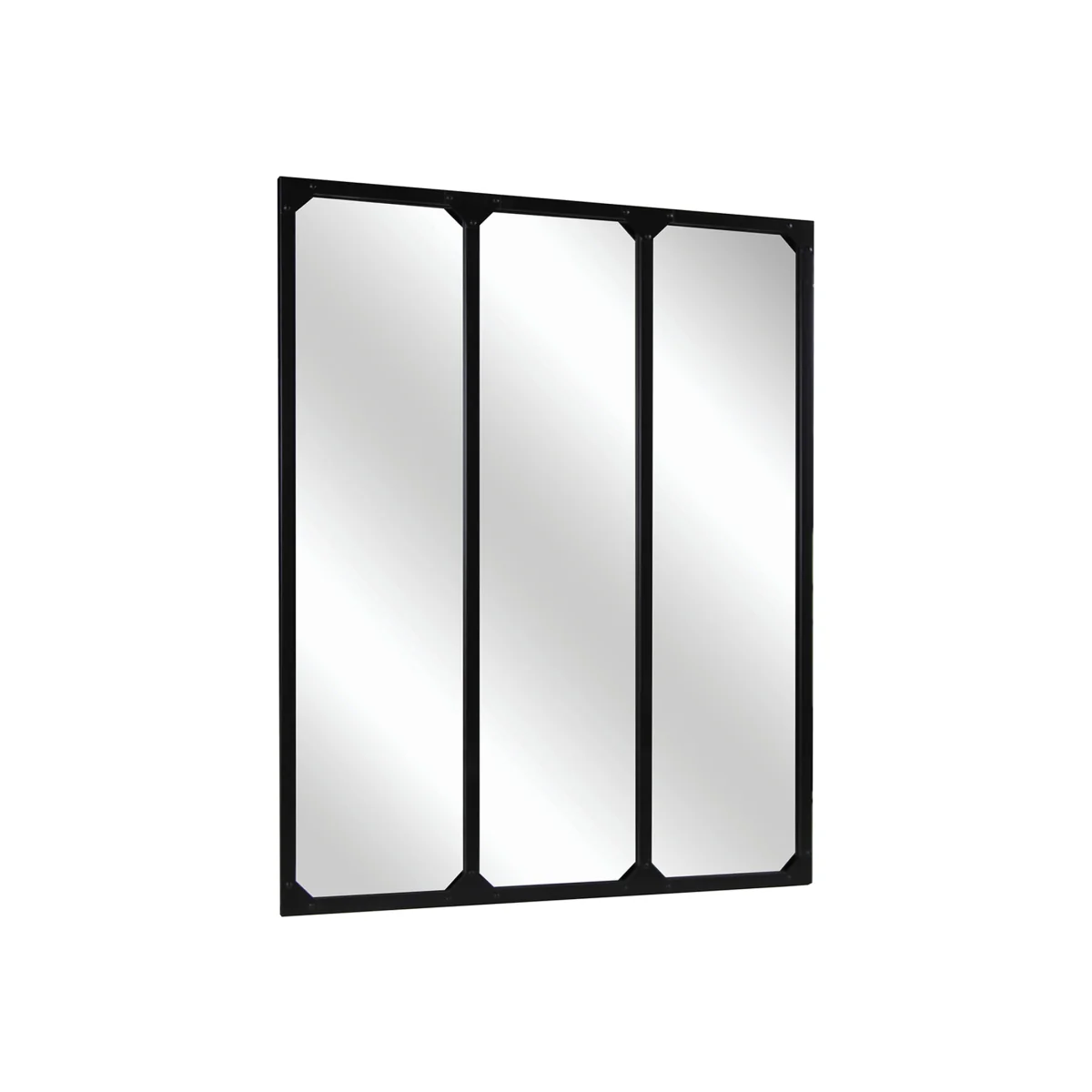 Large Industrial Urban Wrought Iron Square Panel Mirror 95x120cm - Black – image 1