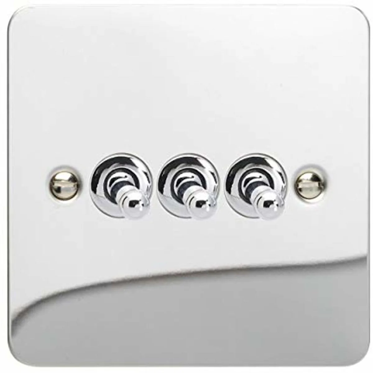 Varilight 3G 1 or 2W 10A Classic Toggle Switch Ultra Flat Mirror Chrome XFCT3 - Mirror Chrome – image 2
