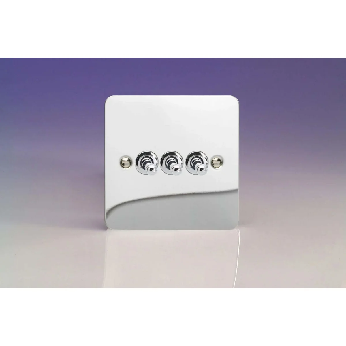 Varilight 3G 1 or 2W 10A Classic Toggle Switch Ultra Flat Mirror Chrome XFCT3 - Mirror Chrome – image 1