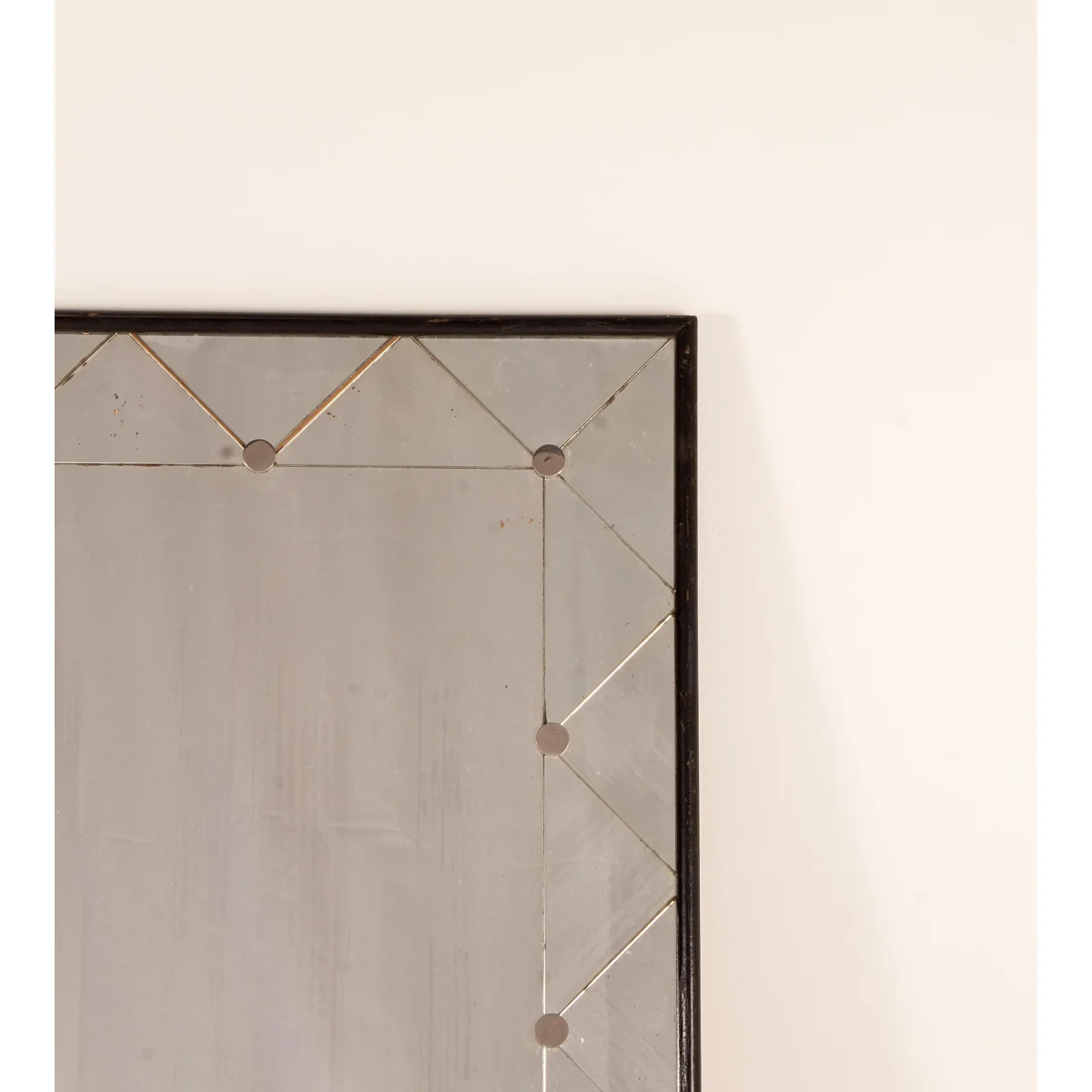 Vintage Studded Mirror, Ebonised Wood and Chrome, France – image 4