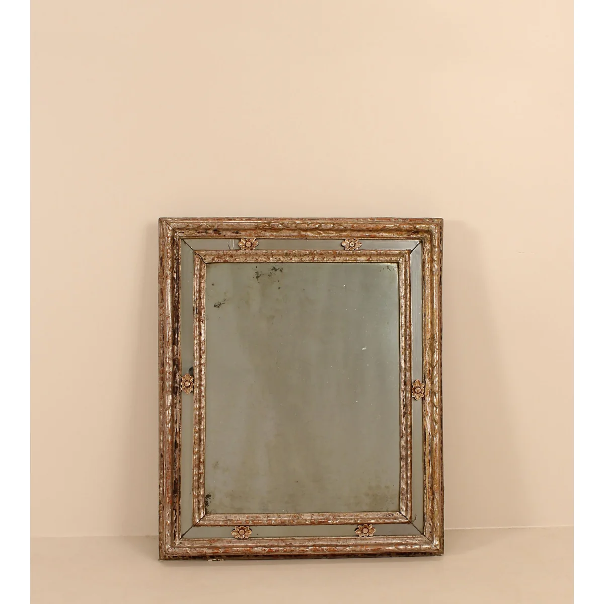 Vintage Silver Gilded Mirror, Foxed Glass, France – image 2