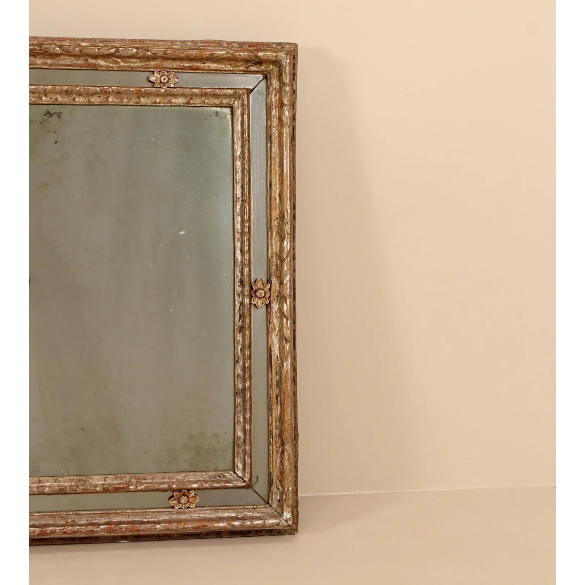 Vintage Silver Gilded Mirror, Foxed Glass, France – image 3