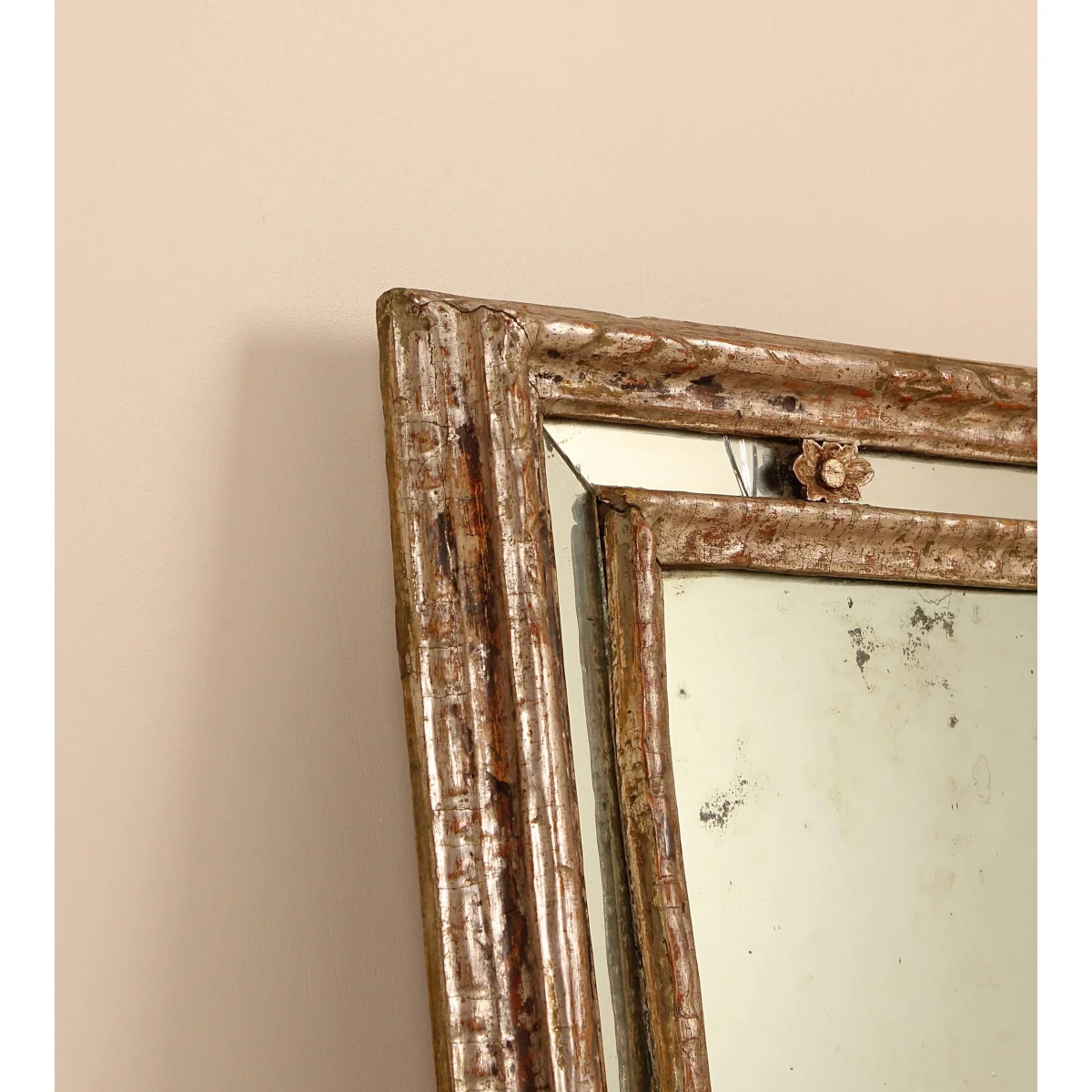 Vintage Silver Gilded Mirror, Foxed Glass, France – image 5