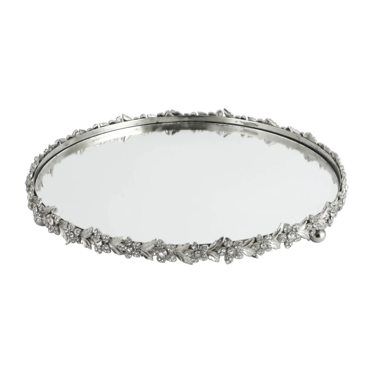 Deco Home Large Mirror & Metal Flower Candle Plate