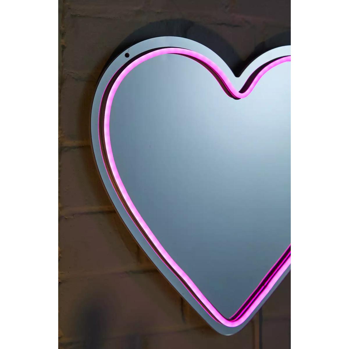UO Neon LED Heart Wall Mirror - Pink ALL at Urban Outfitters – image 2