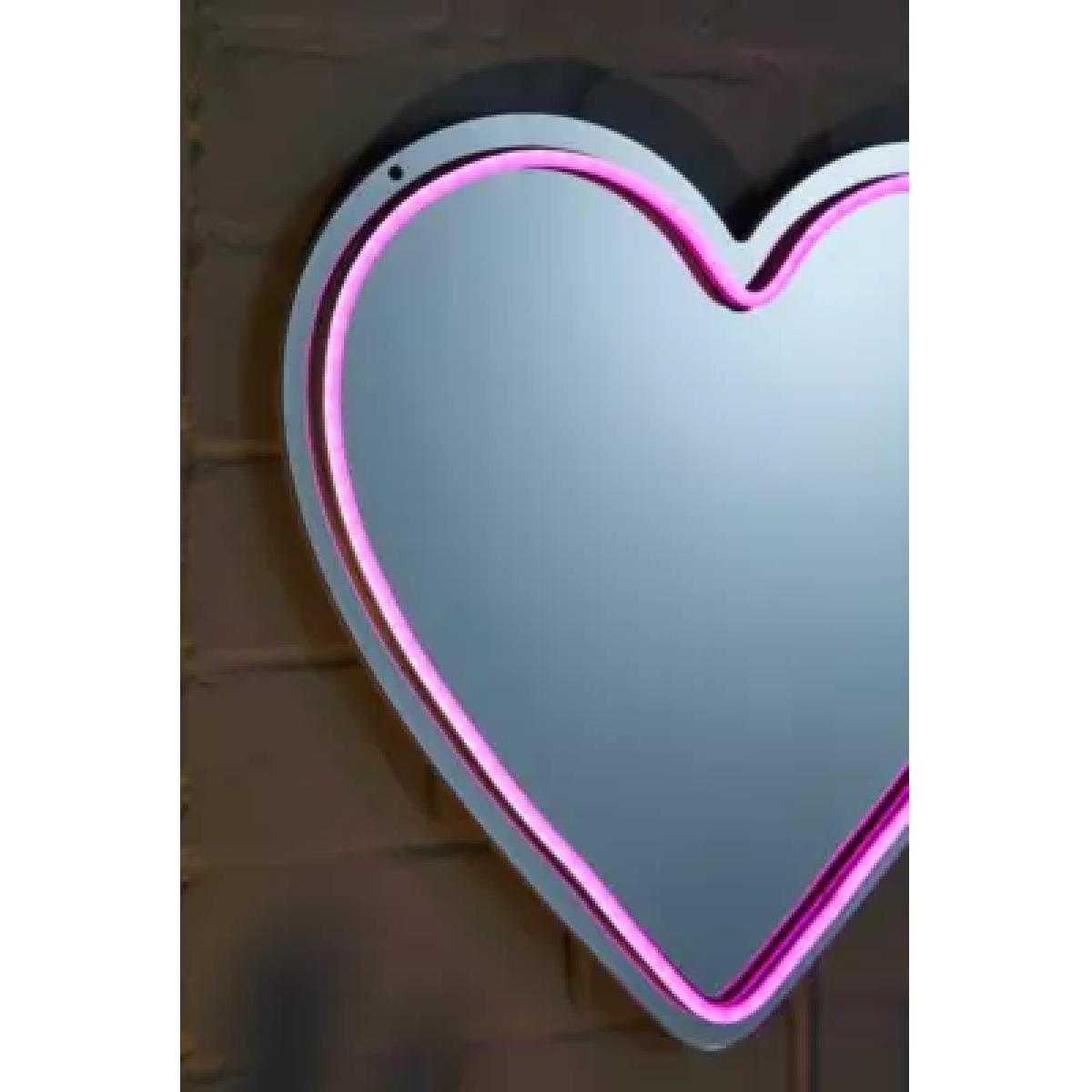 UO Neon LED Heart Wall Mirror - Pink ALL at Urban Outfitters – image 3