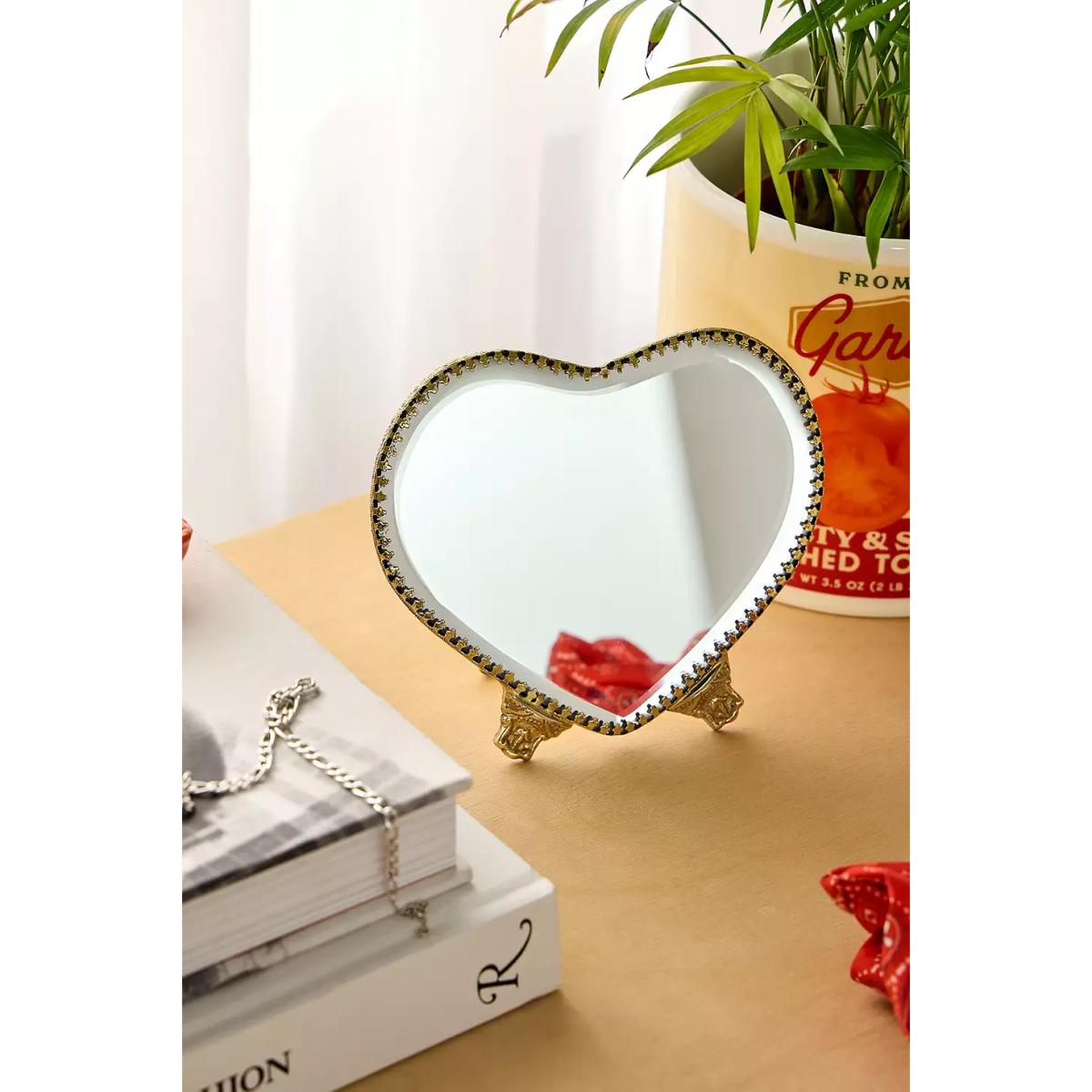 Mini Heart Mirror - Gold 15cm x 13cm at Urban Outfitters – image 2