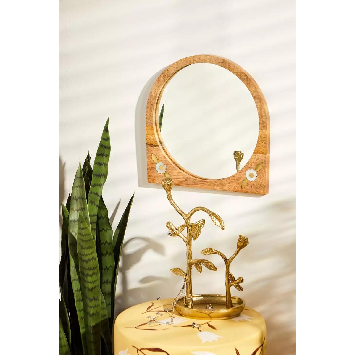 Daisy Wooden Mirror - Brown ALL at Urban Outfitters – image 2