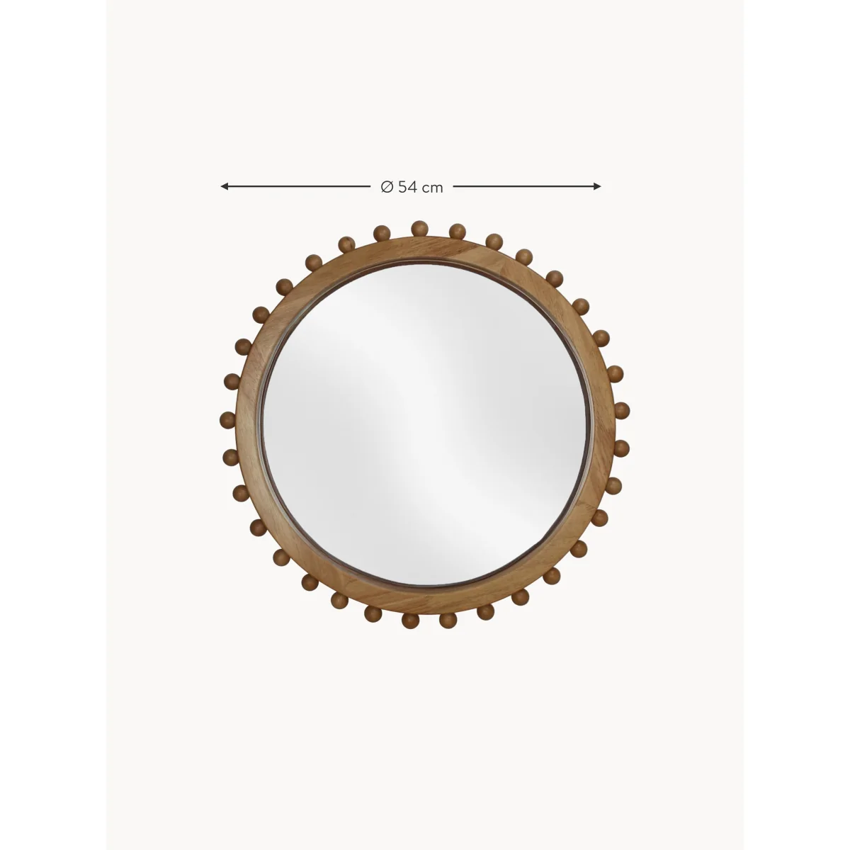 Round Wall Mirror Speculum with Rubberwood Frame – image 3