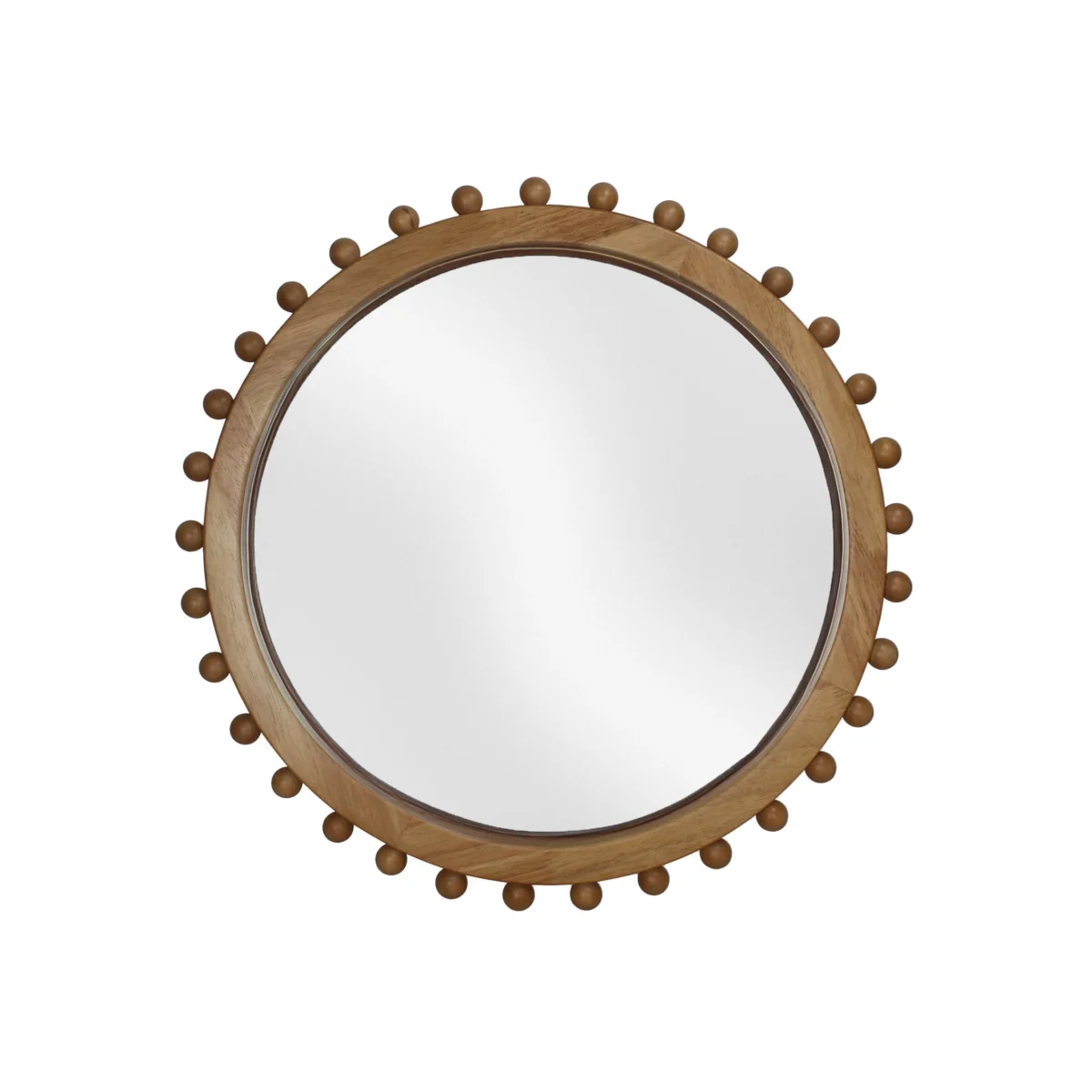 Round Wall Mirror Speculum with Rubberwood Frame – image 1