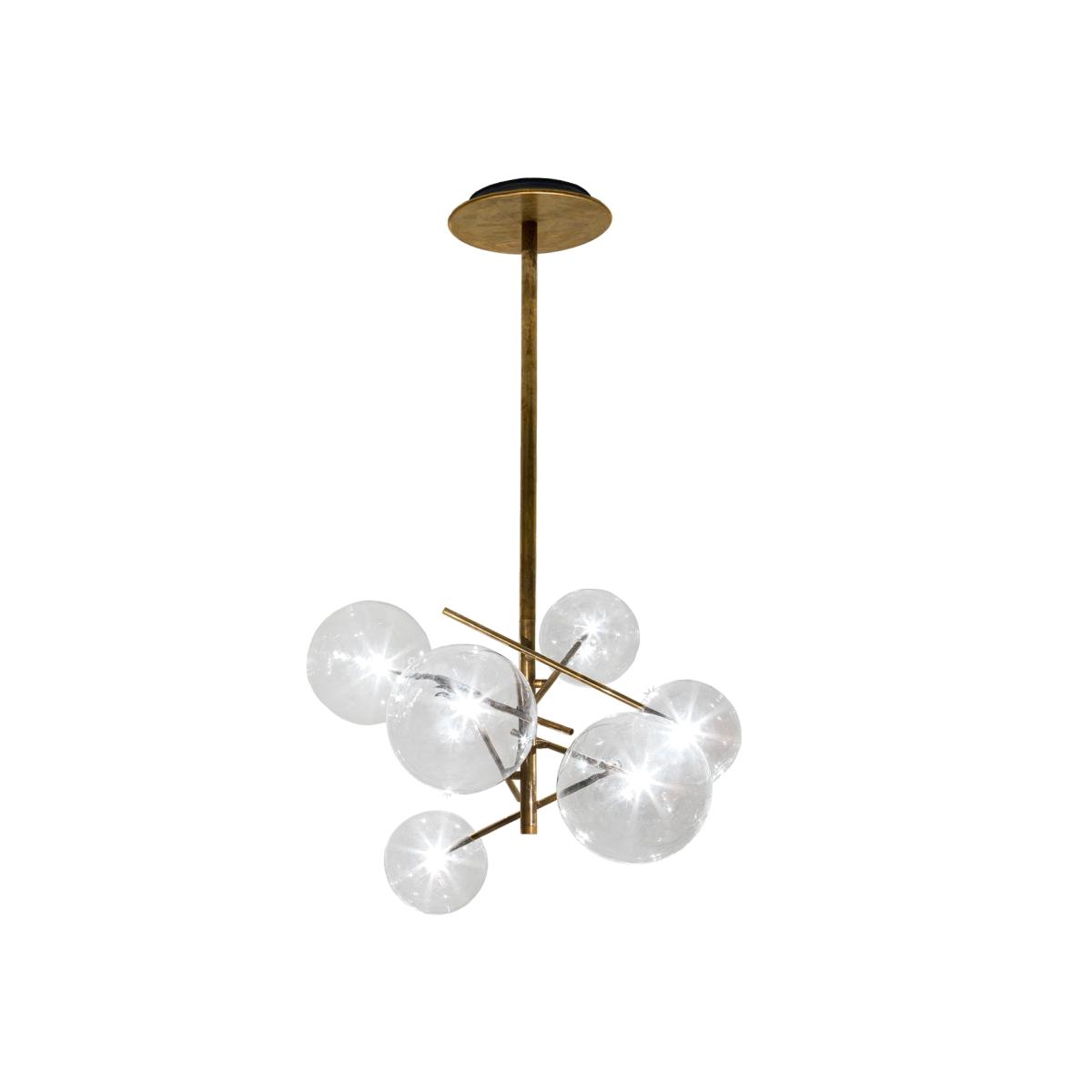 Galotti and Radice Bolle Hanging Pendant Lamp With 4 Spheres Light, Gold | Barker & Stonehouse
