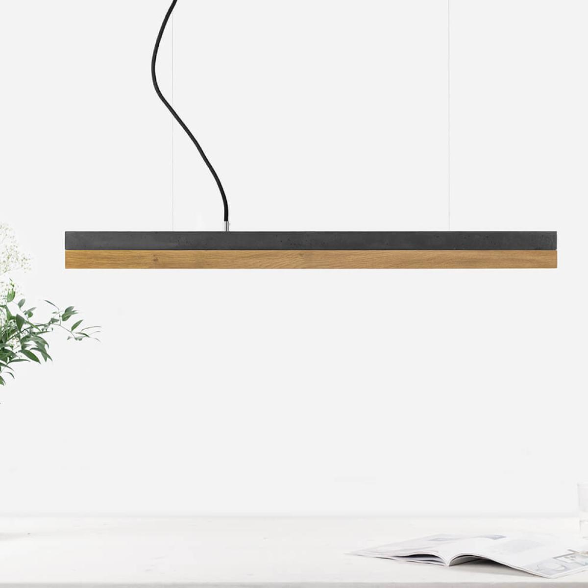 Dark Grey Concrete & Oak Wood Pendant Light – image 2