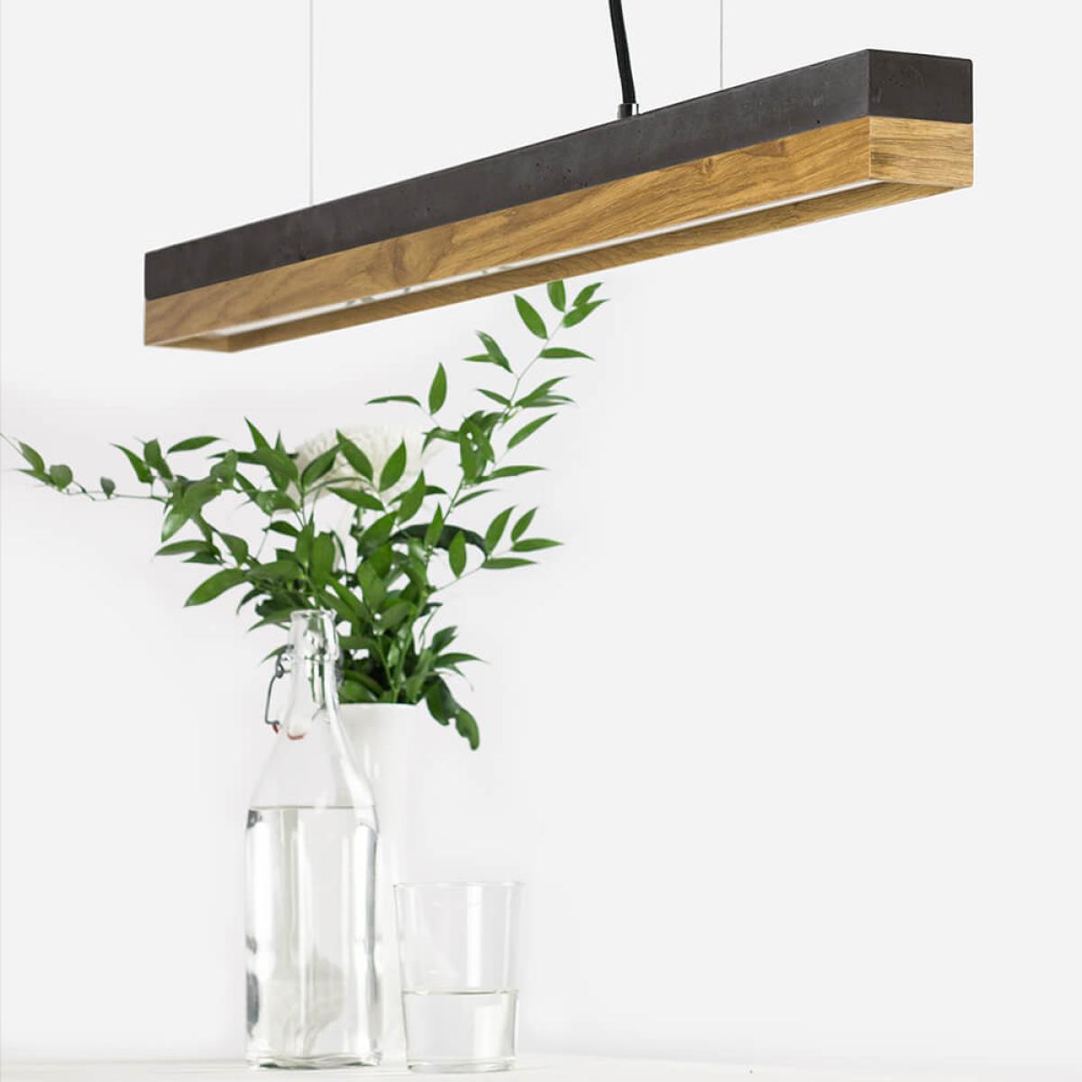 Dark Grey Concrete & Oak Wood Pendant Light – image 3