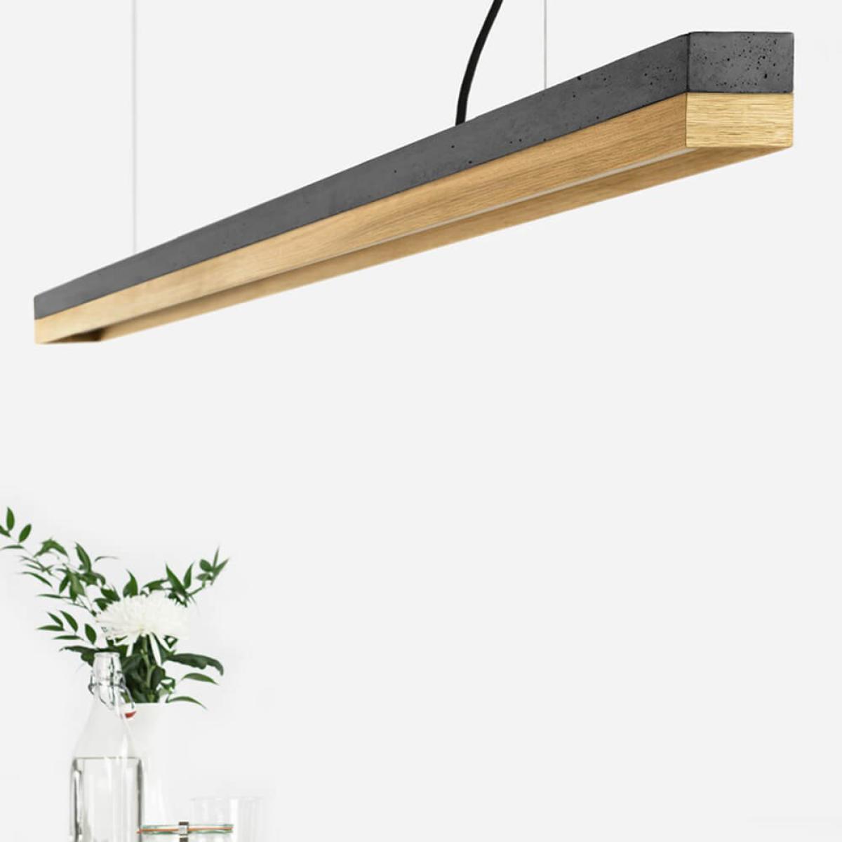 Dark Grey Concrete & Oak Wood Pendant Light – image 4