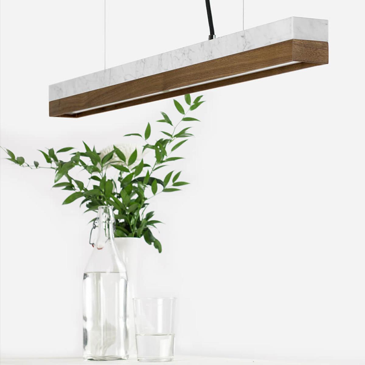 Carrara Marble & Nut Wood Pendant Light – image 2