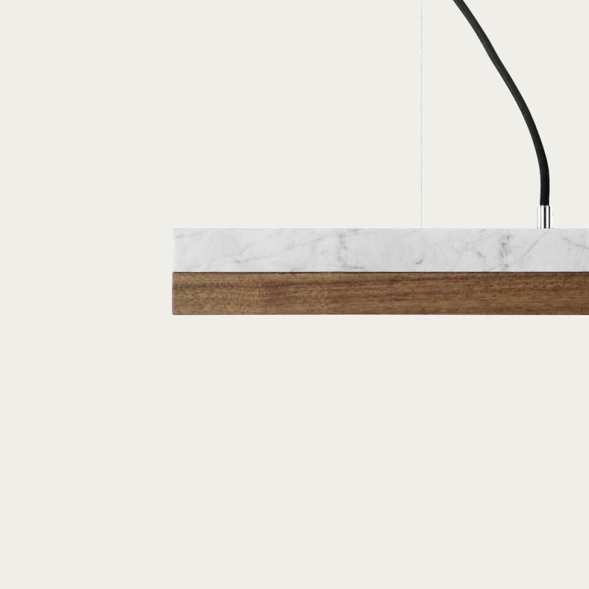 Carrara Marble & Nut Wood Pendant Light – image 3