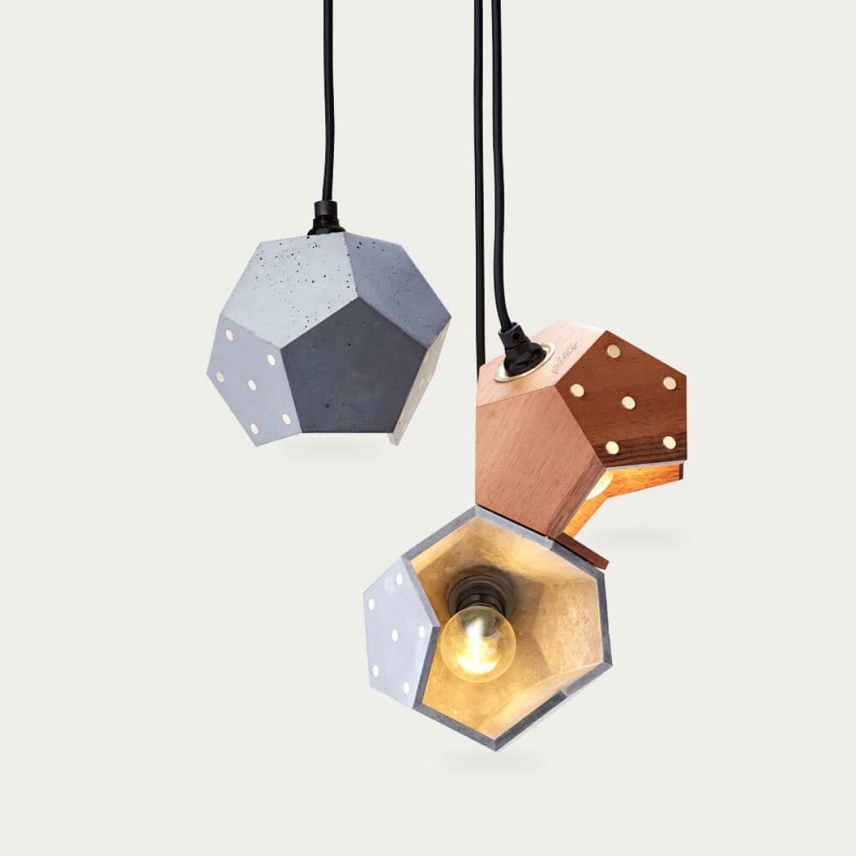 Basic Twelve Trio Concrete and Walnut Pendant Lamp – image 2