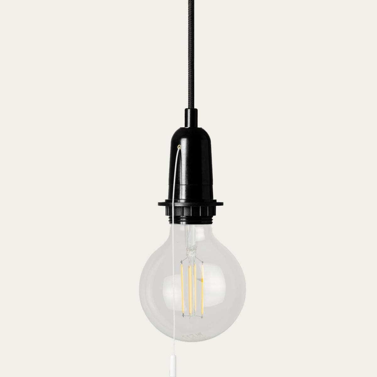 Black Teku Pendant Light with Pull-Rope Switch – image 2