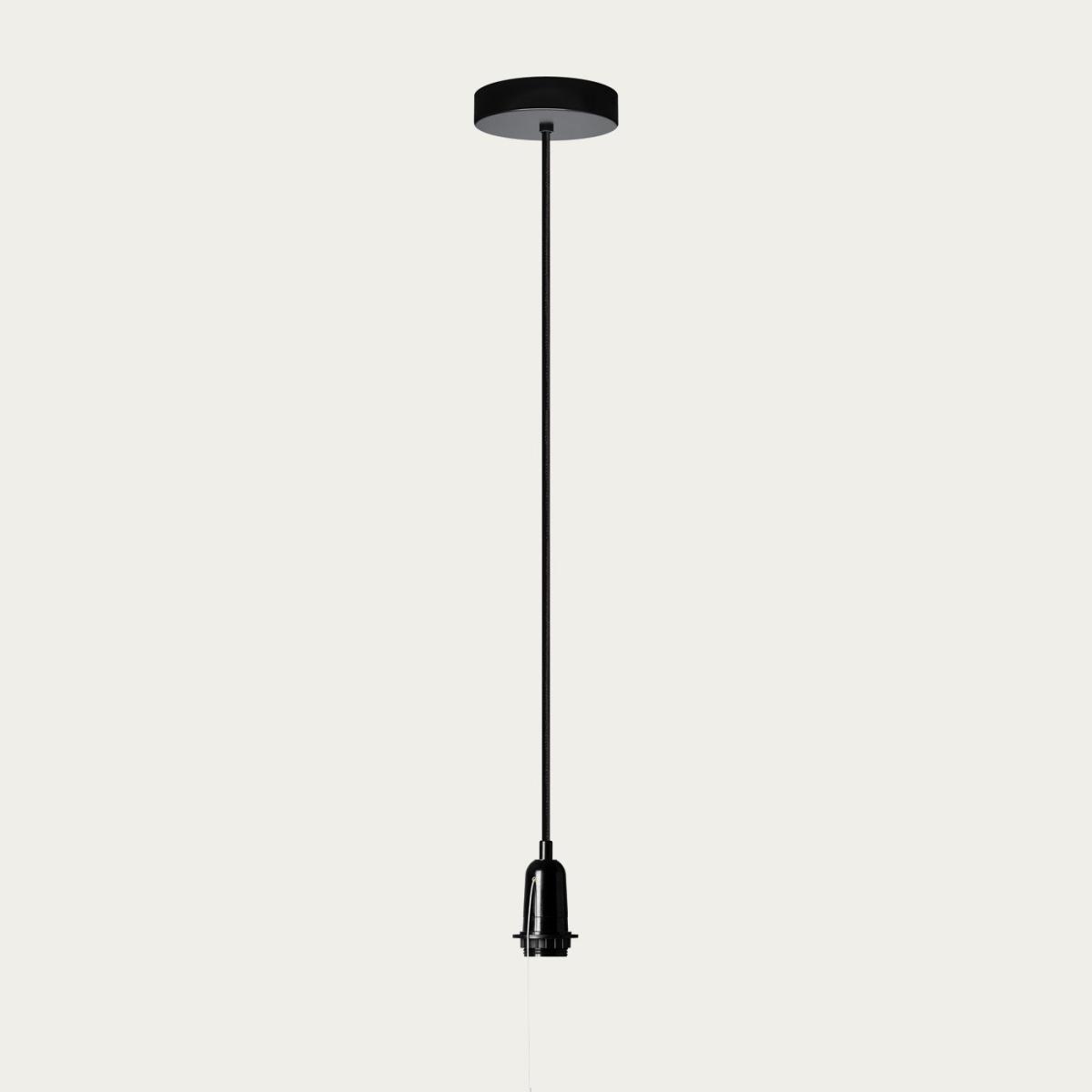 Black Teku Pendant Light with Pull-Rope Switch – image 3
