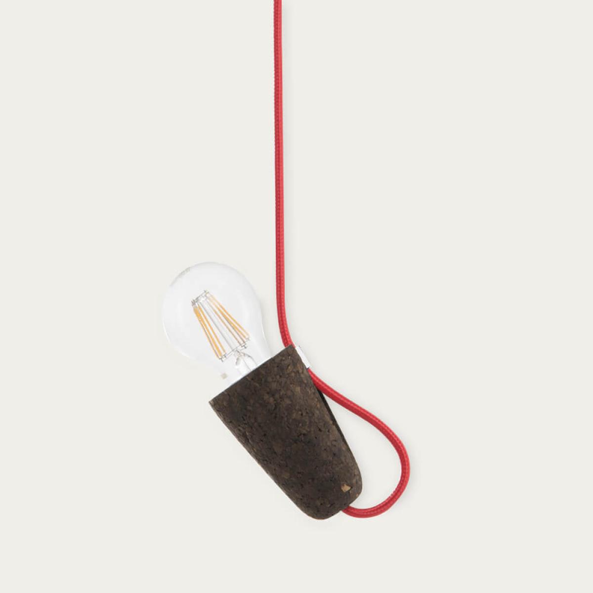Expanded Cork and Red Cable Sininho Pendant – image 1